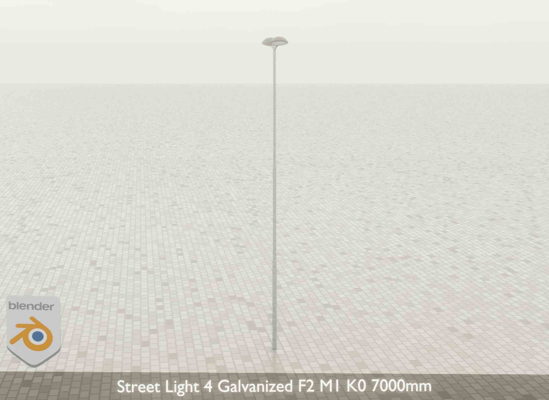 Street Light 4 Galvanized F2 M1 K0 7000mm Low-poly 3D model_50