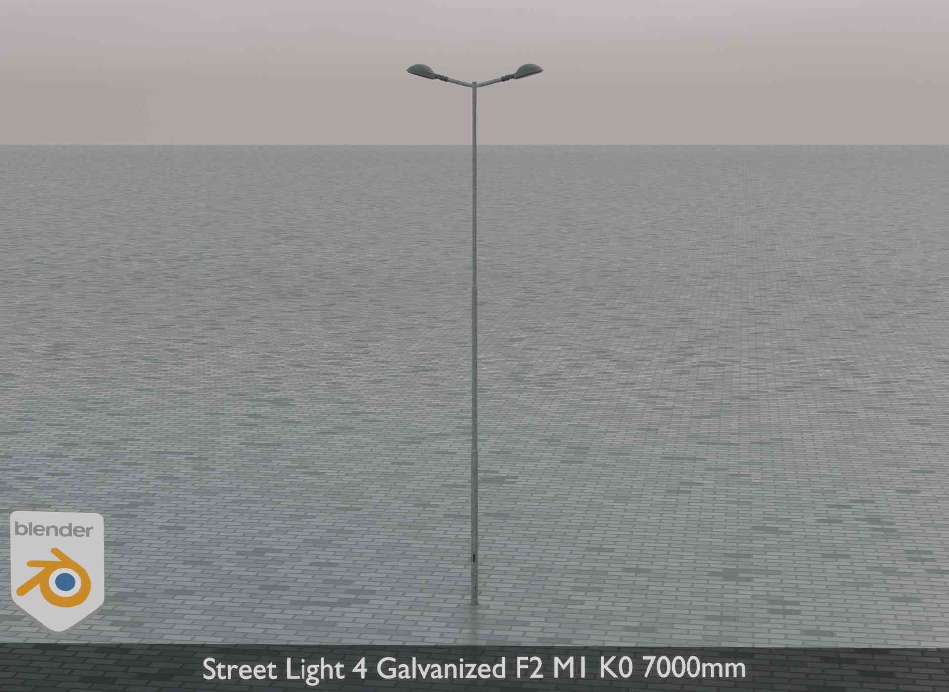 Street Light 4 Galvanized F2 M1 K0 7000mm Low-poly 3D model_2