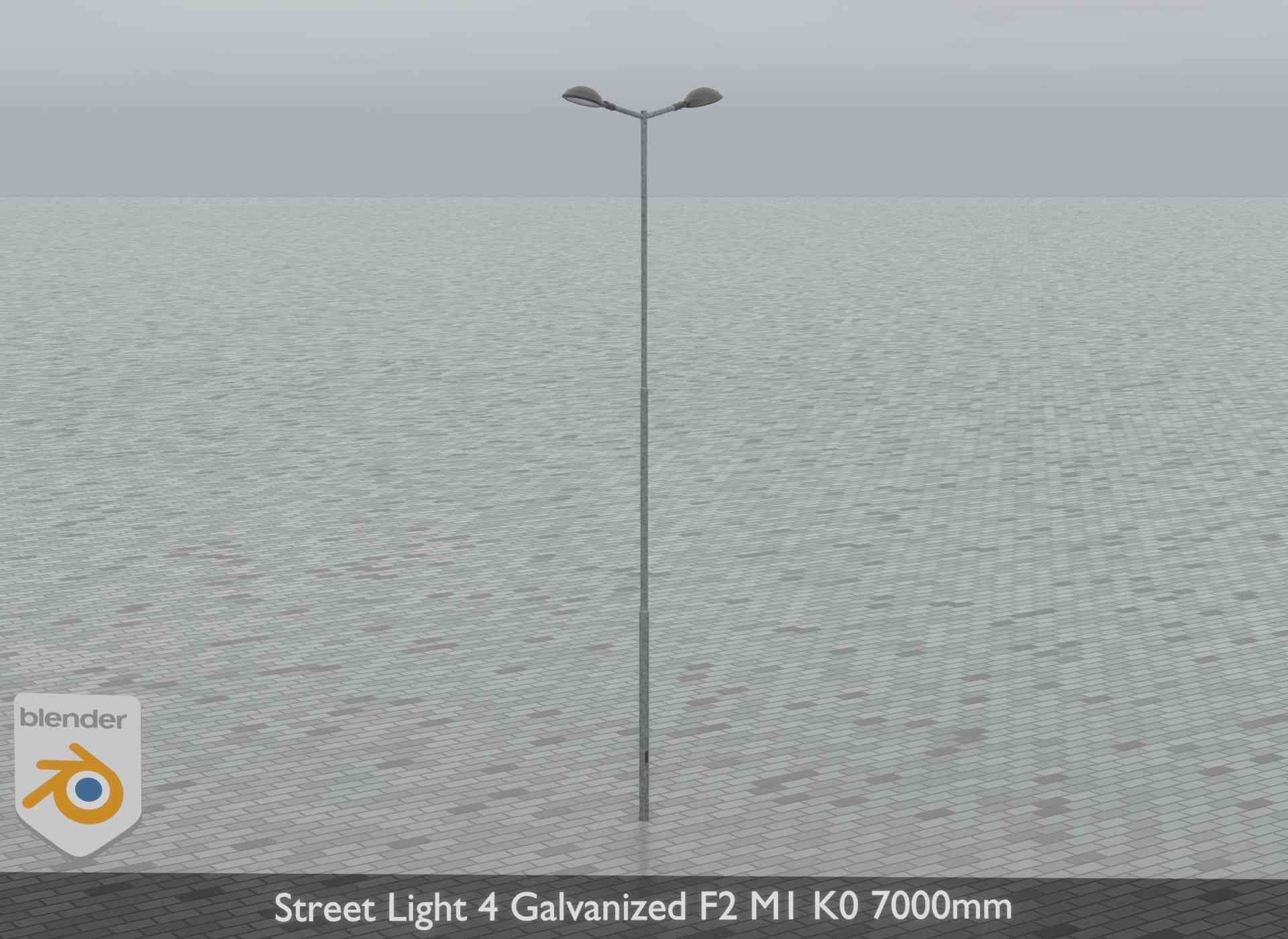 Street Light 4 Galvanized F2 M1 K0 7000mm Low-poly 3D model_17