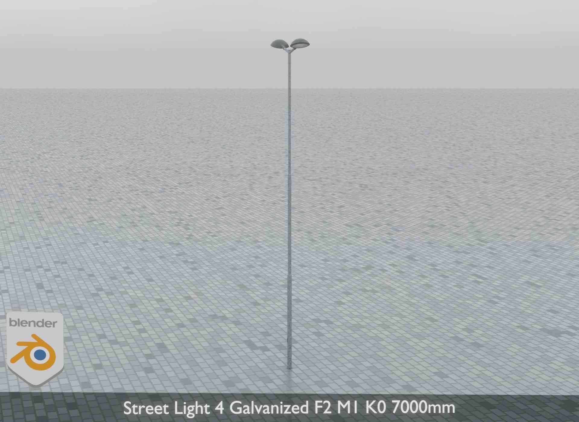 Street Light 4 Galvanized F2 M1 K0 7000mm Low-poly 3D model_9