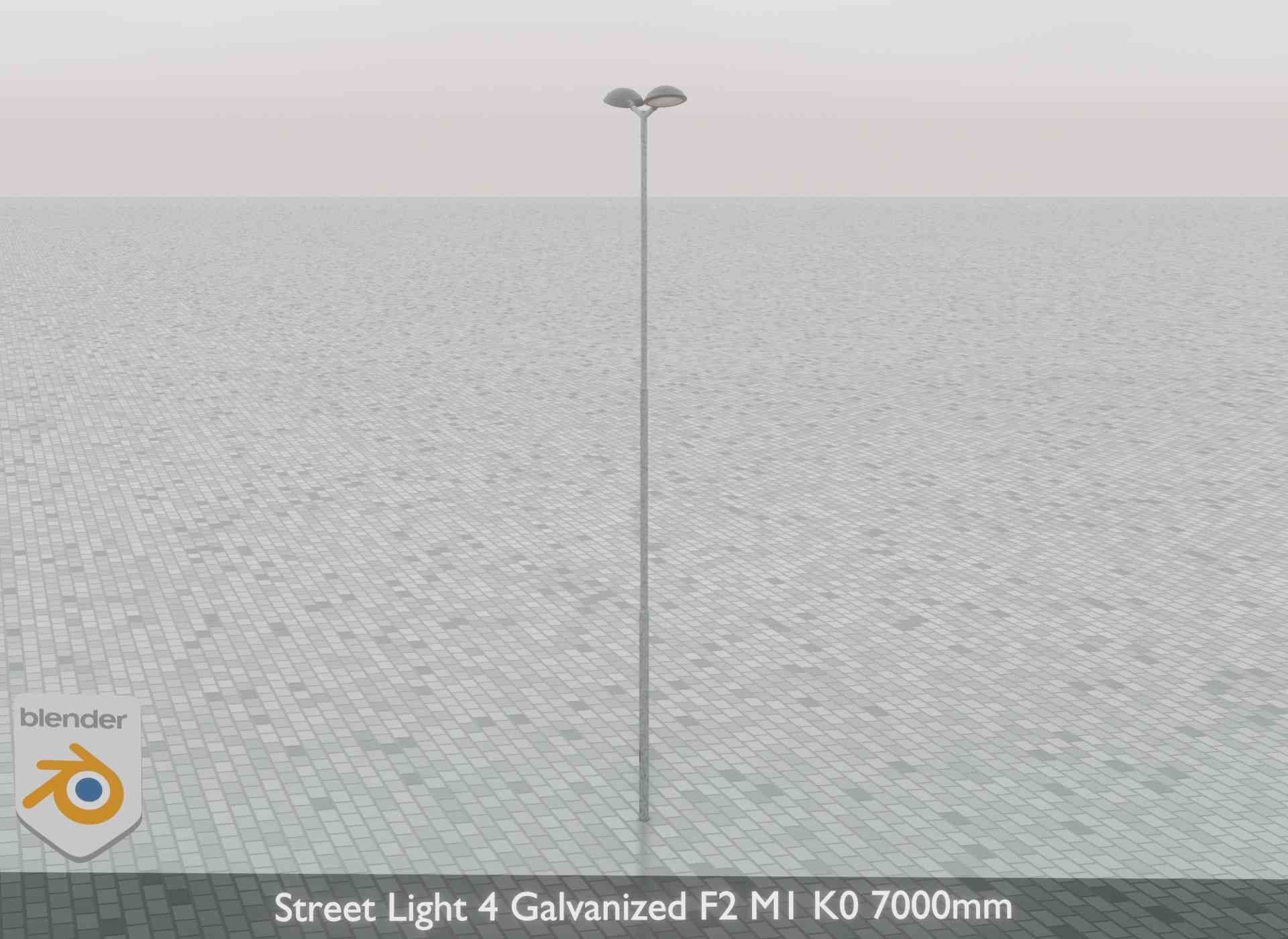 Street Light 4 Galvanized F2 M1 K0 7000mm Low-poly 3D model_69