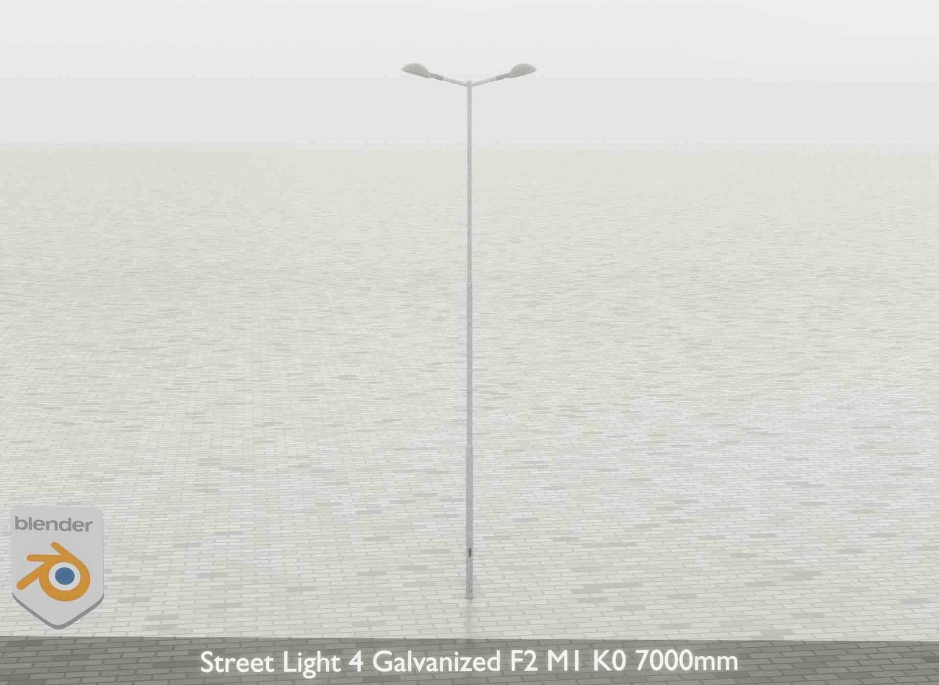Street Light 4 Galvanized F2 M1 K0 7000mm Low-poly 3D model_60