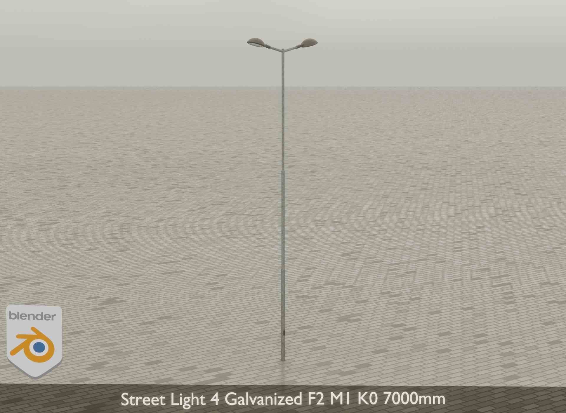 Street Light 4 Galvanized F2 M1 K0 7000mm Low-poly 3D model_37