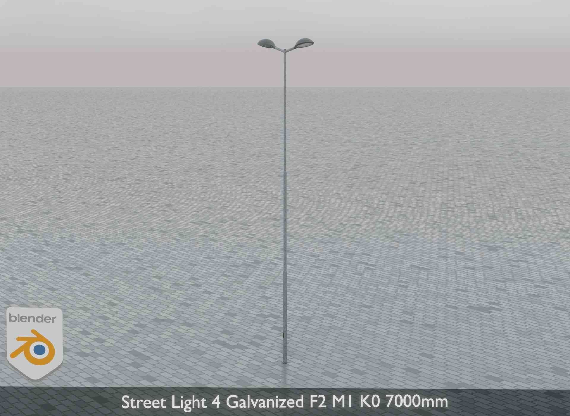 Street Light 4 Galvanized F2 M1 K0 7000mm Low-poly 3D model_7