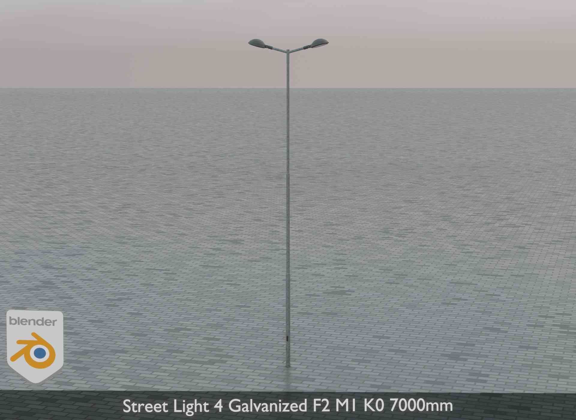Street Light 4 Galvanized F2 M1 K0 7000mm Low-poly 3D model_3