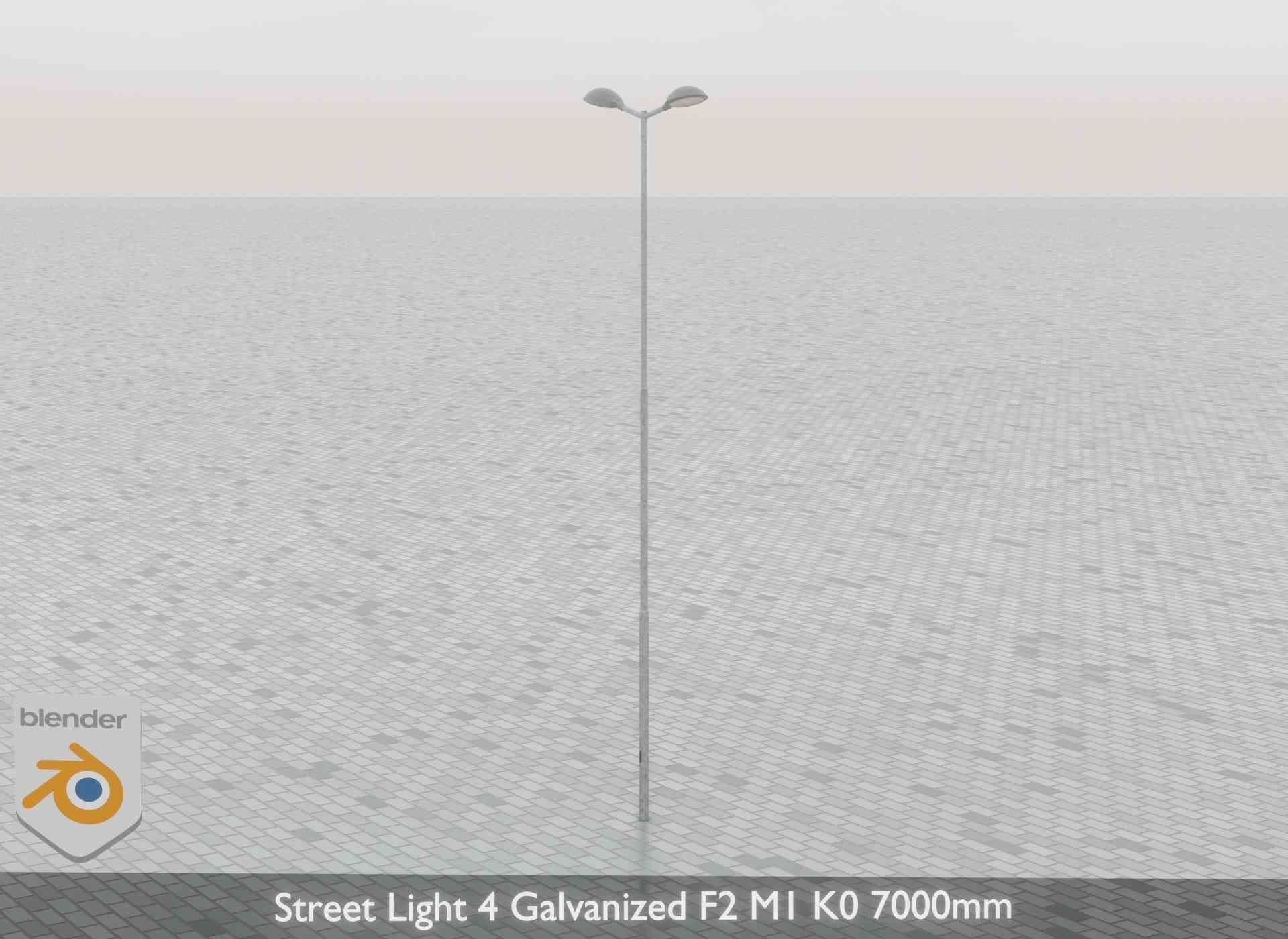 Street Light 4 Galvanized F2 M1 K0 7000mm Low-poly 3D model_67