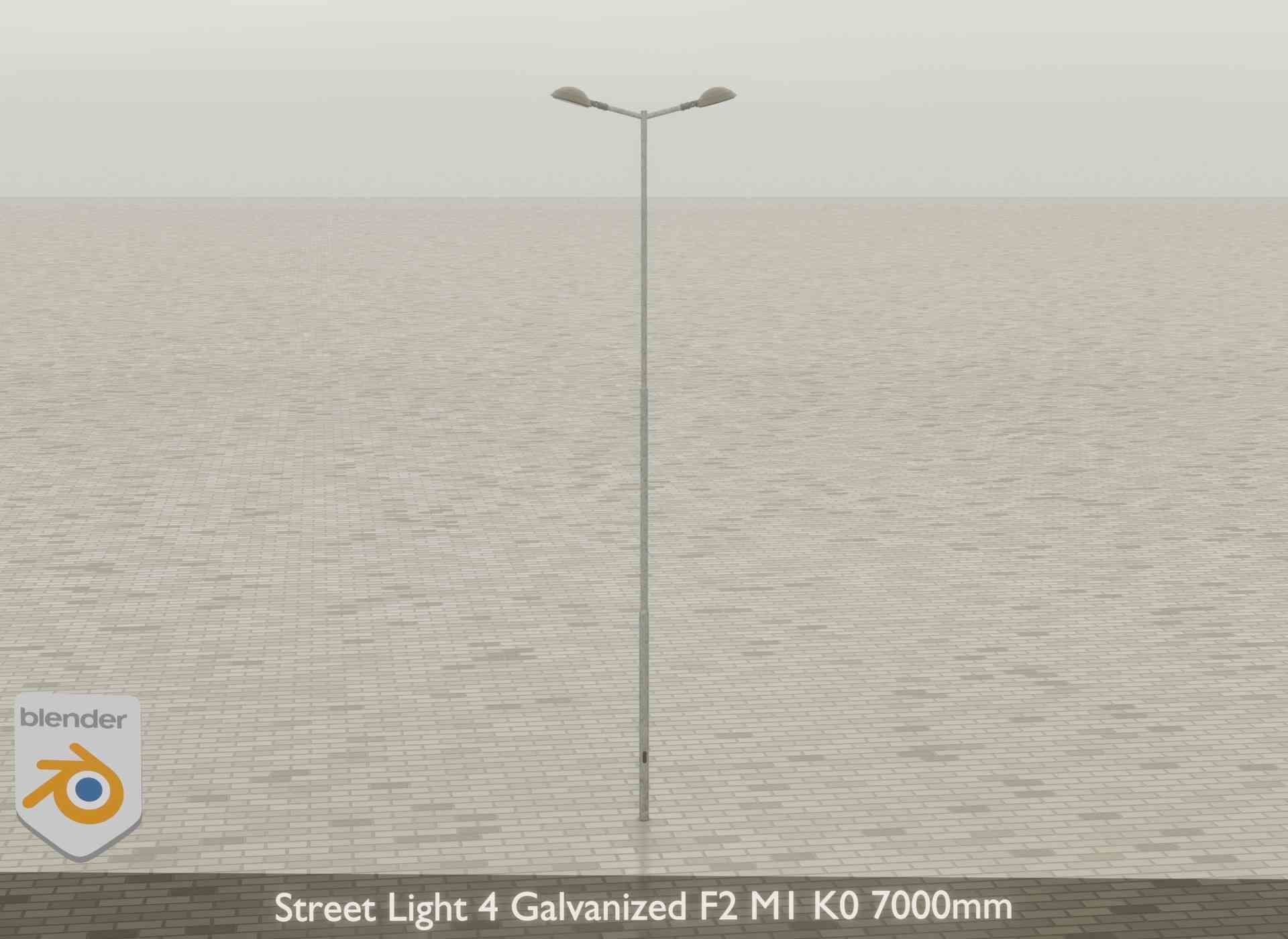 Street Light 4 Galvanized F2 M1 K0 7000mm Low-poly 3D model_40