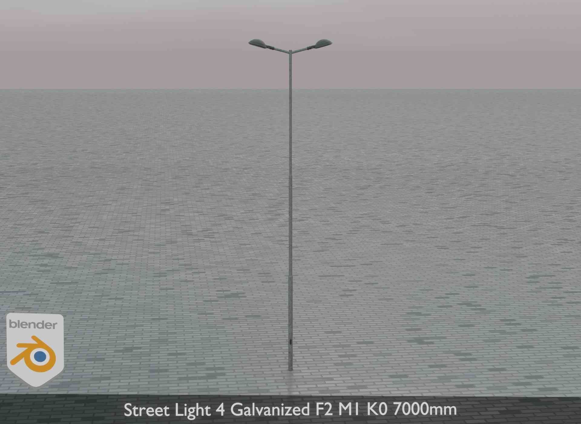 Street Light 4 Galvanized F2 M1 K0 7000mm Low-poly 3D model_80
