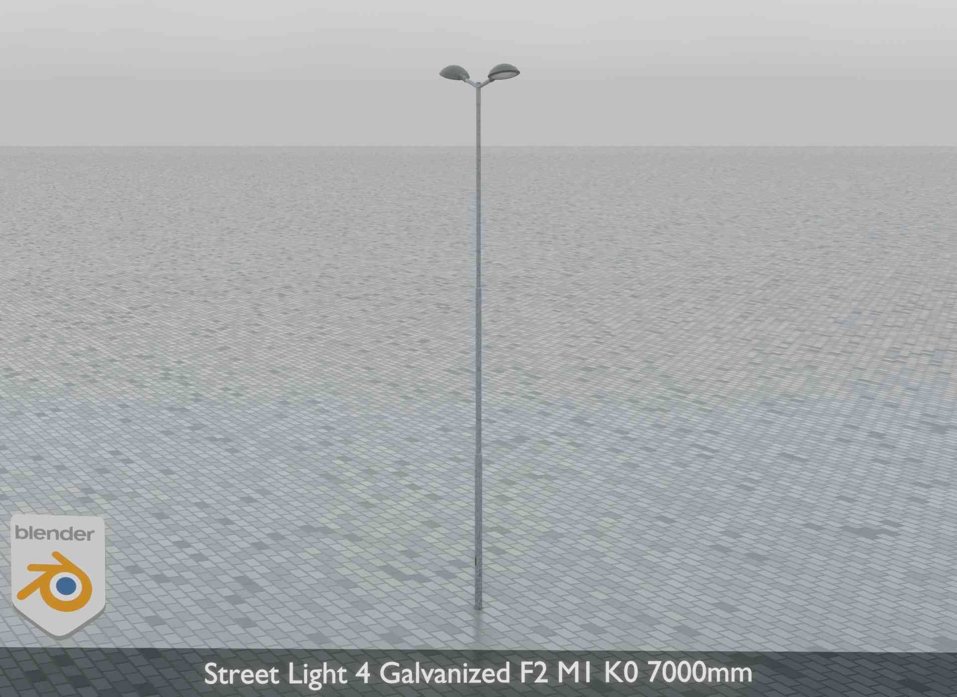 Street Light 4 Galvanized F2 M1 K0 7000mm Low-poly 3D model_8