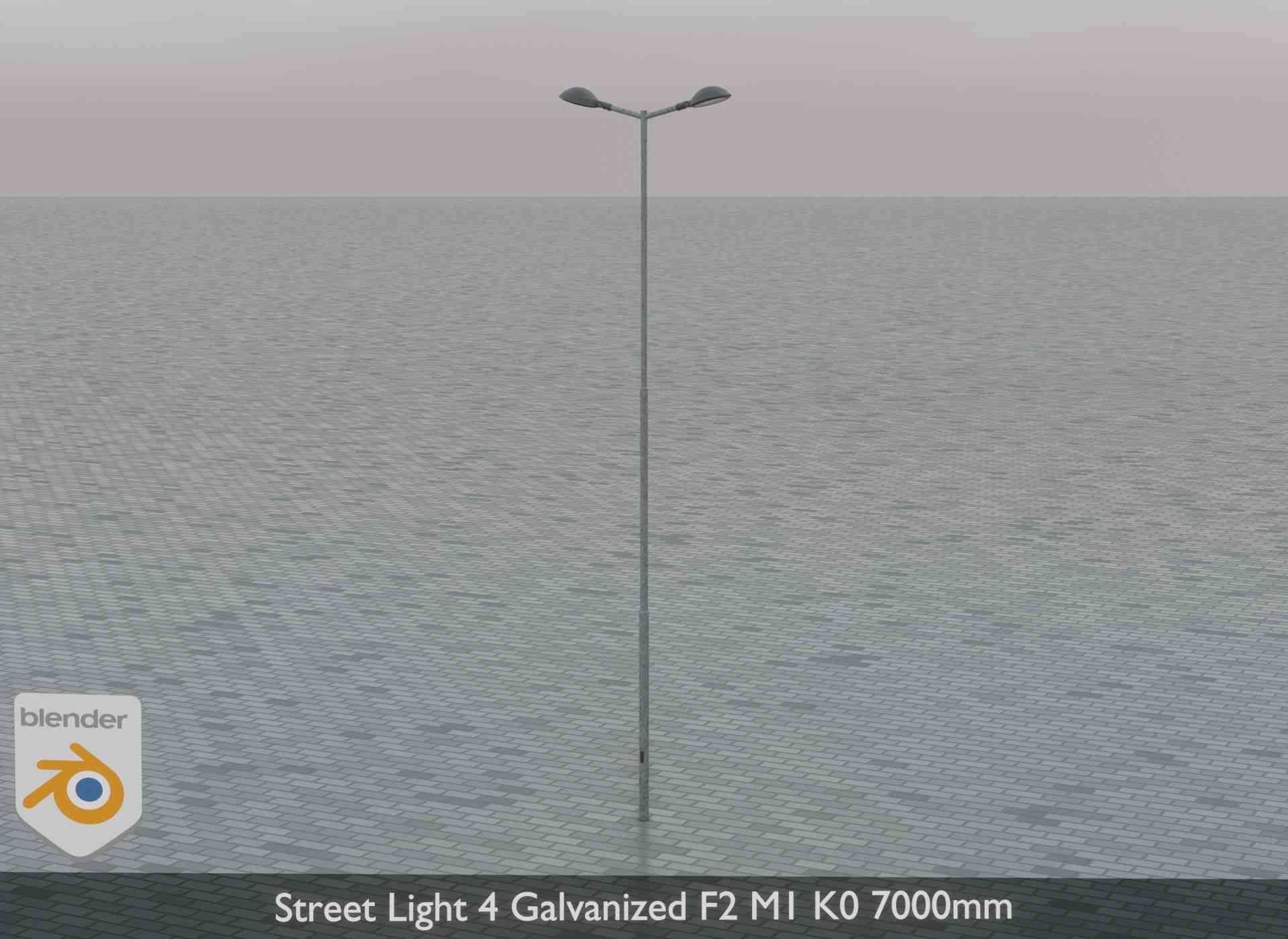 Street Light 4 Galvanized F2 M1 K0 7000mm Low-poly 3D model_4
