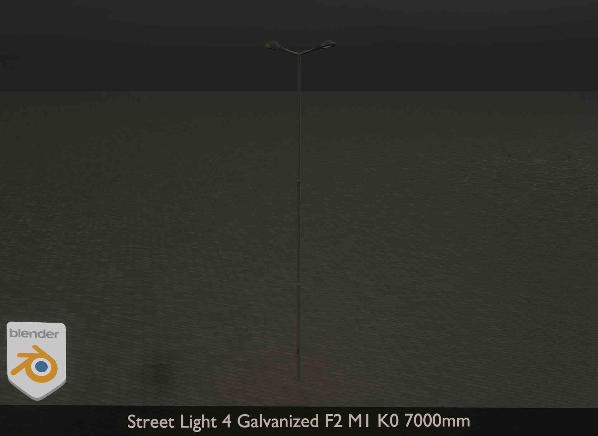 Street Light 4 Galvanized F2 M1 K0 7000mm Low-poly 3D model_25