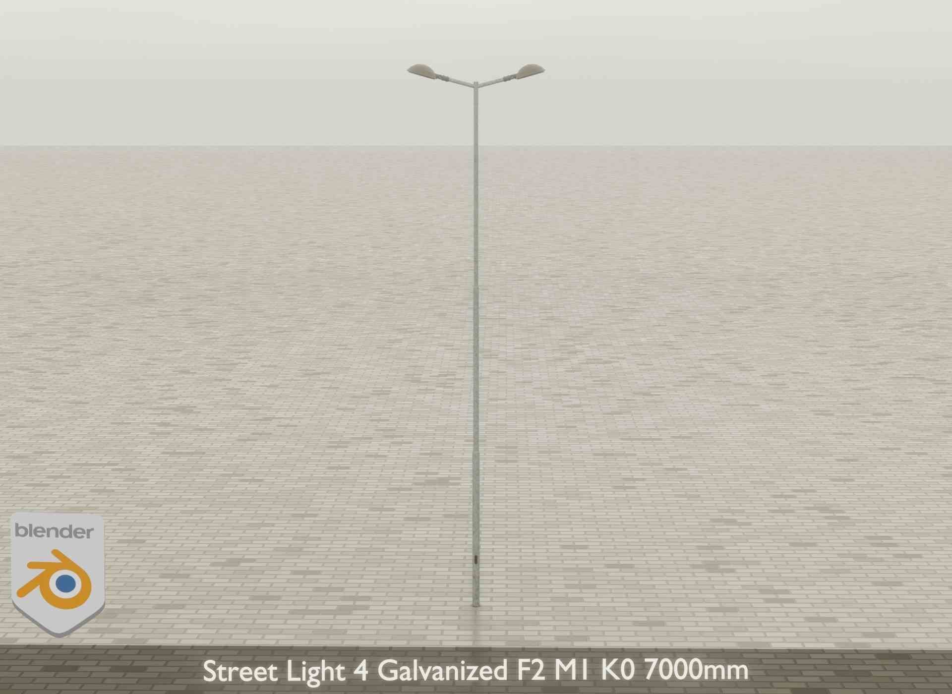 Street Light 4 Galvanized F2 M1 K0 7000mm Low-poly 3D model_41