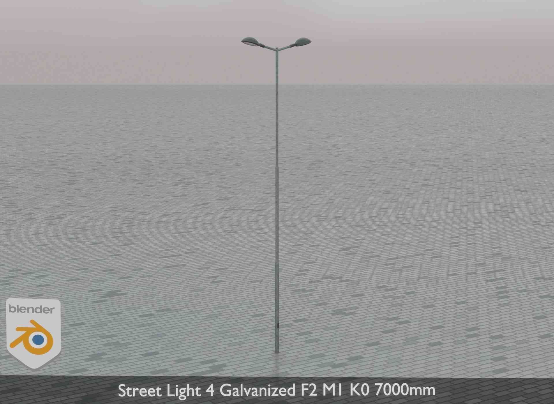 Street Light 4 Galvanized F2 M1 K0 7000mm Low-poly 3D model_77