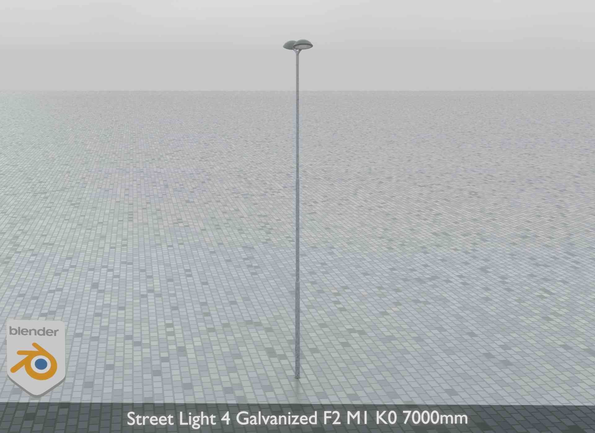 Street Light 4 Galvanized F2 M1 K0 7000mm Low-poly 3D model_10