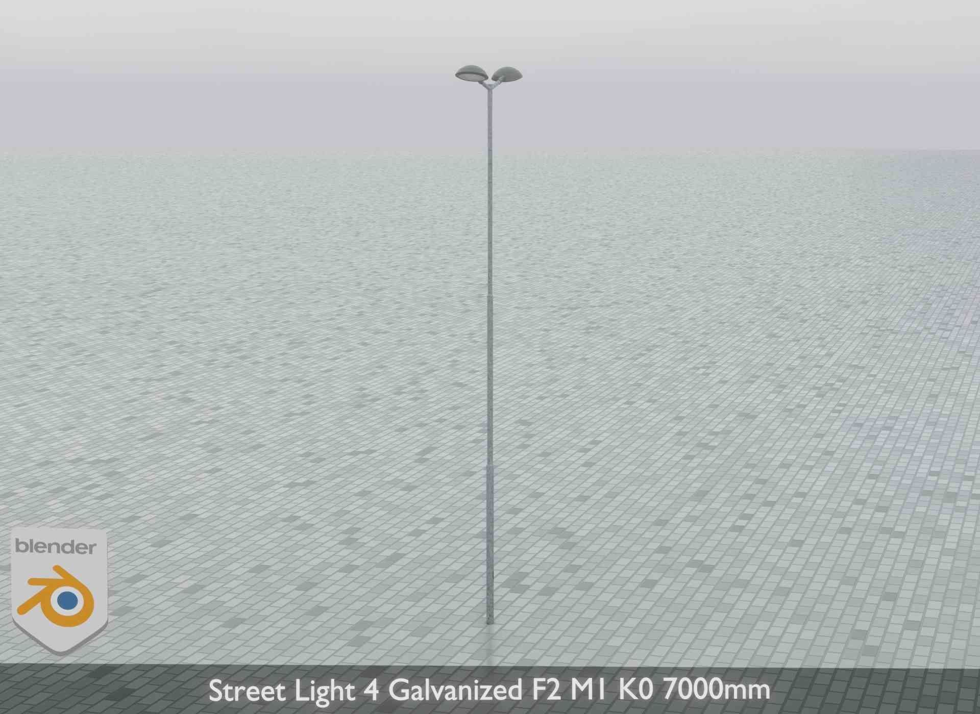 Street Light 4 Galvanized F2 M1 K0 7000mm Low-poly 3D model_13