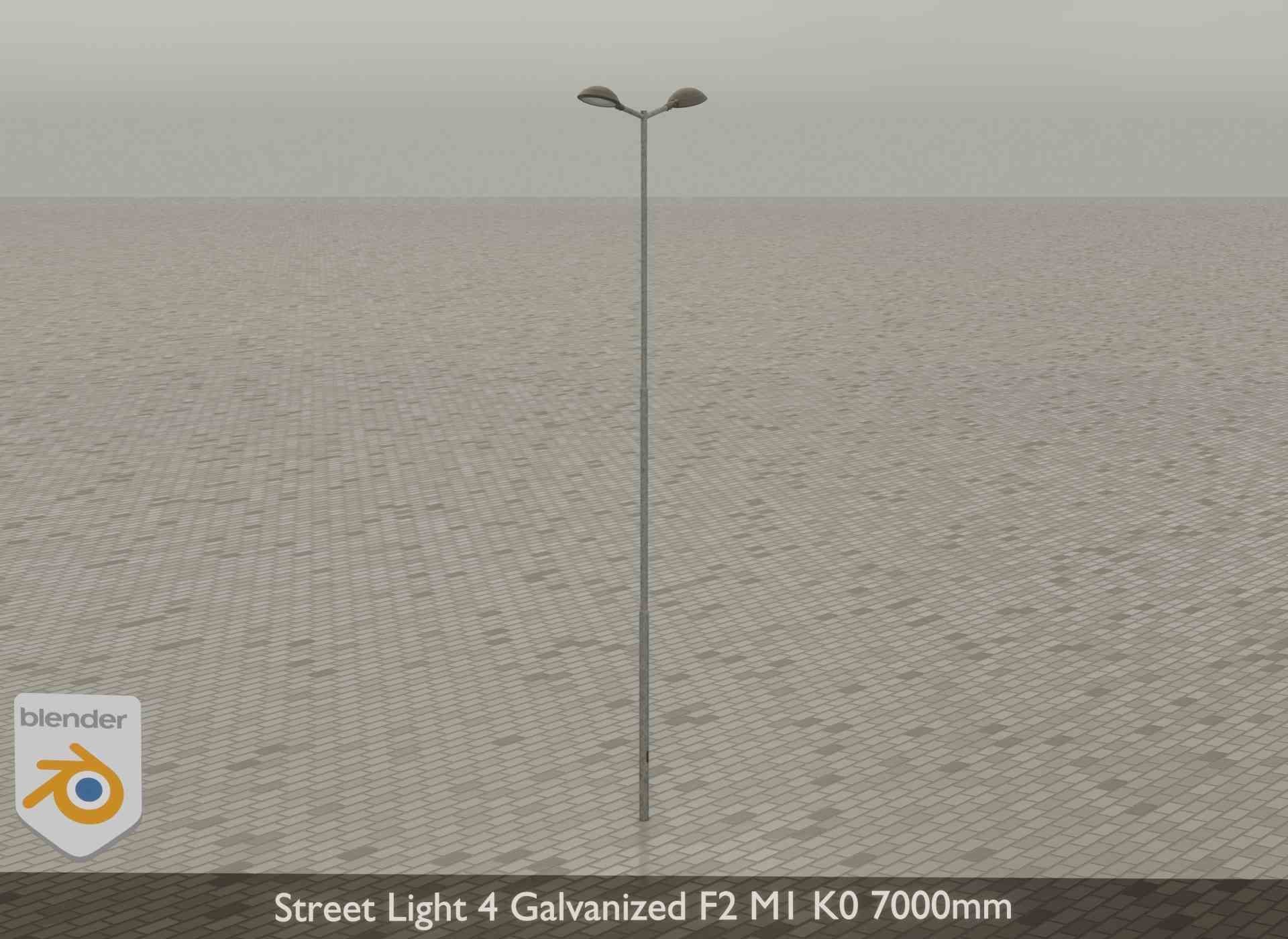 Street Light 4 Galvanized F2 M1 K0 7000mm Low-poly 3D model_35