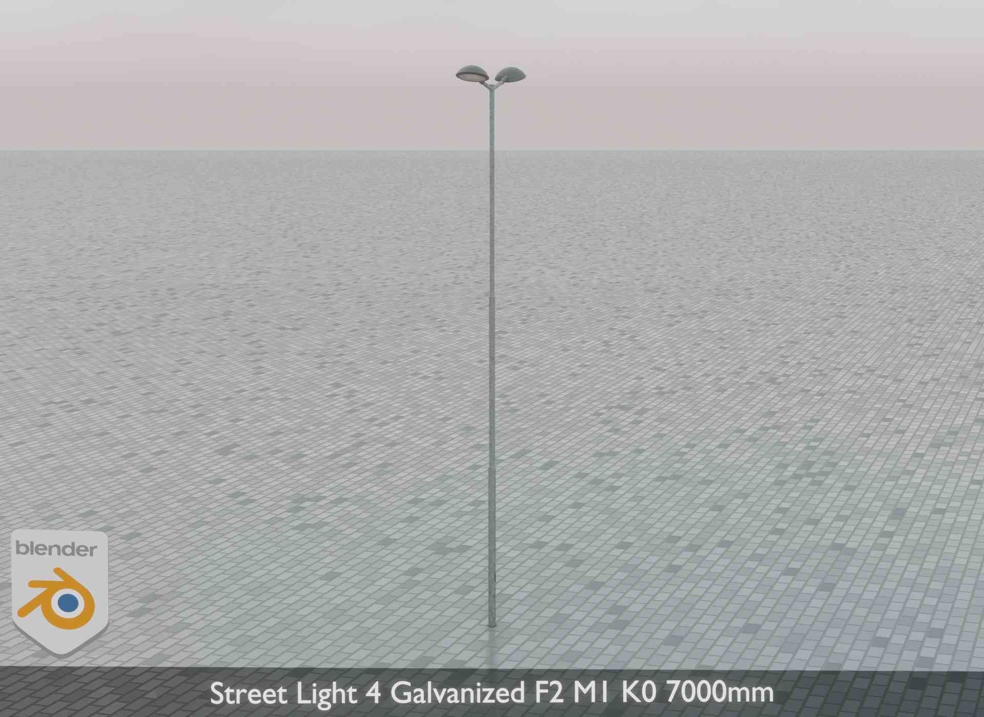 Street Light 4 Galvanized F2 M1 K0 7000mm Low-poly 3D model_73