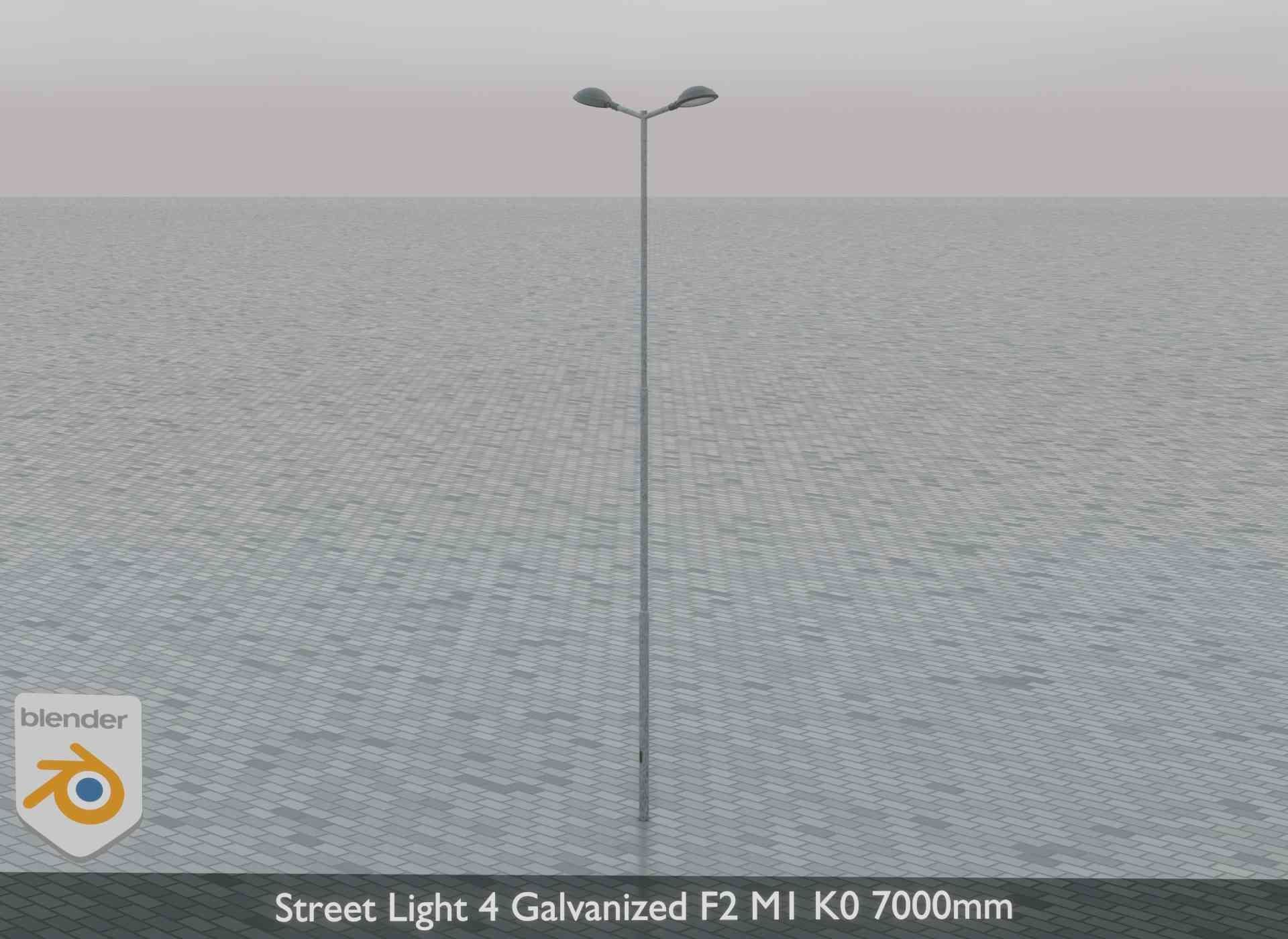 Street Light 4 Galvanized F2 M1 K0 7000mm Low-poly 3D model_6