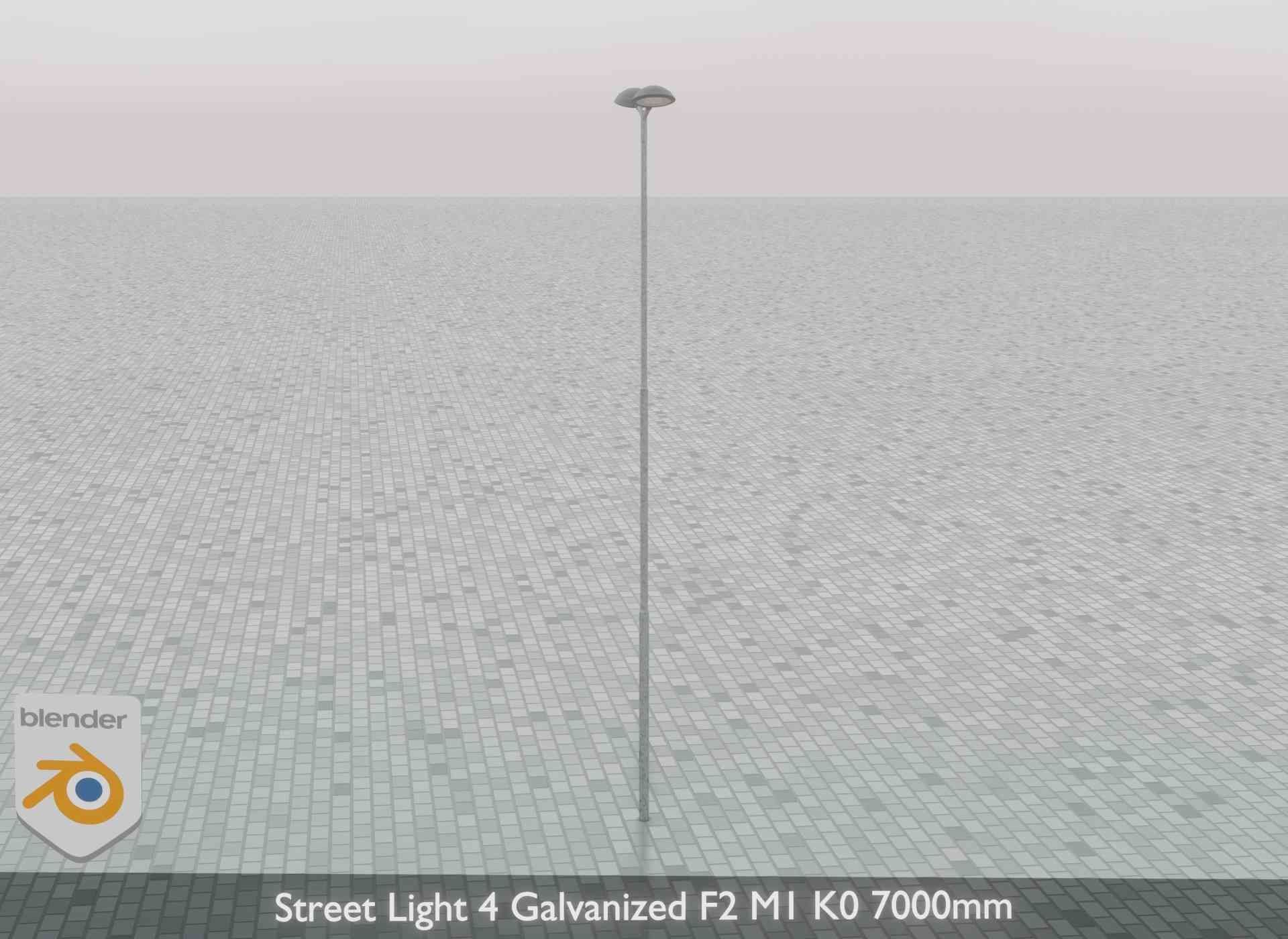 Street Light 4 Galvanized F2 M1 K0 7000mm Low-poly 3D model_70