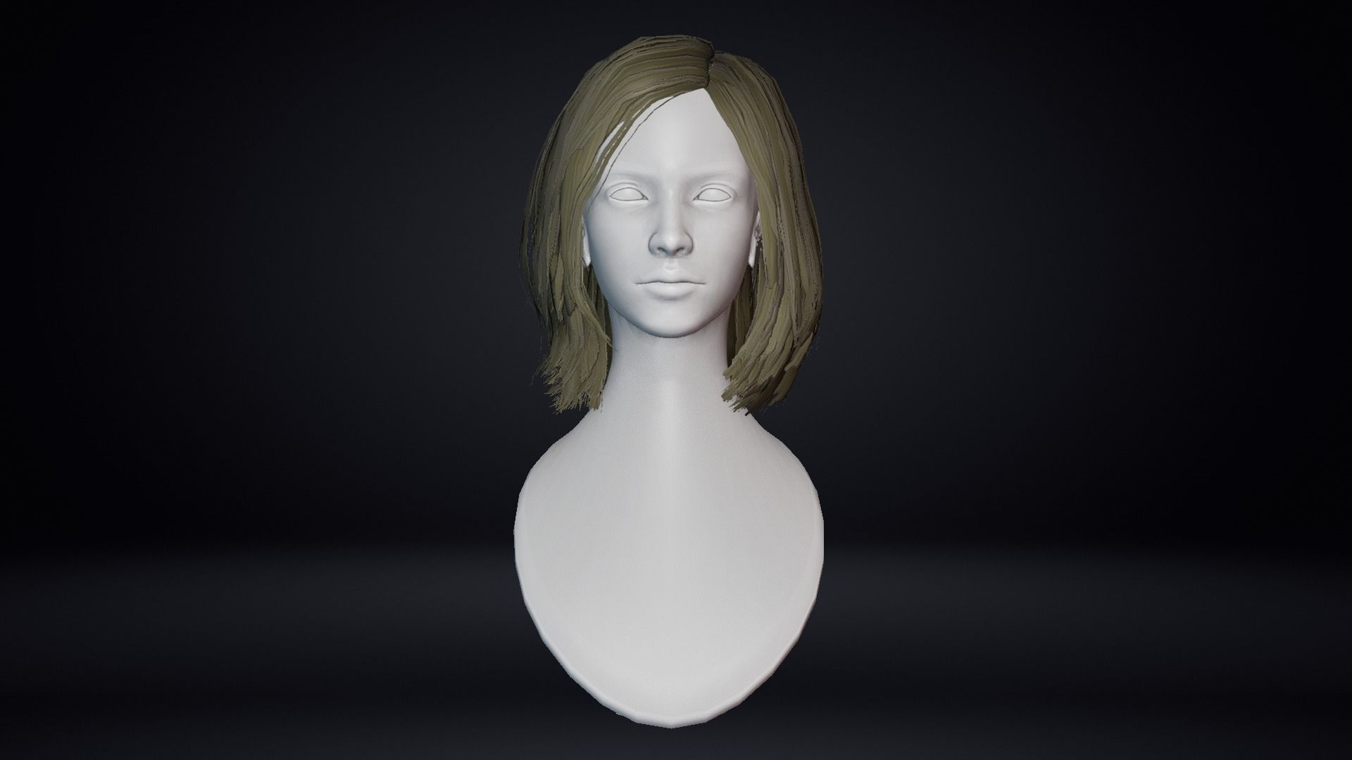 Female Hair Low-poly 3D model_10