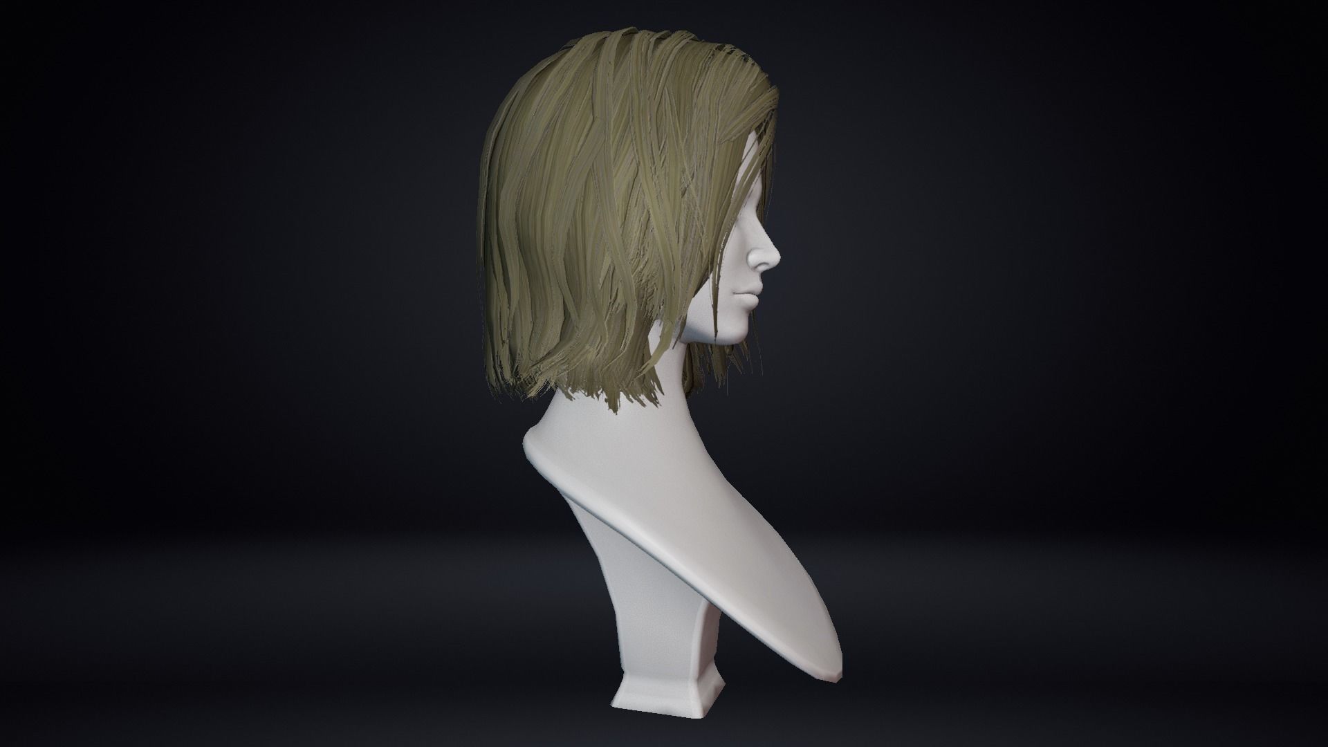 Female Hair Low-poly 3D model_2