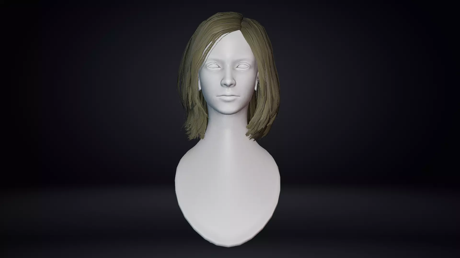 Female Hair Low-poly 3D model_0