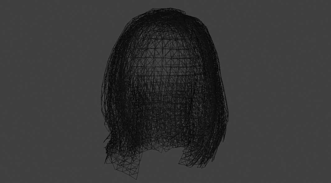 Female Hair Low-poly 3D model_9