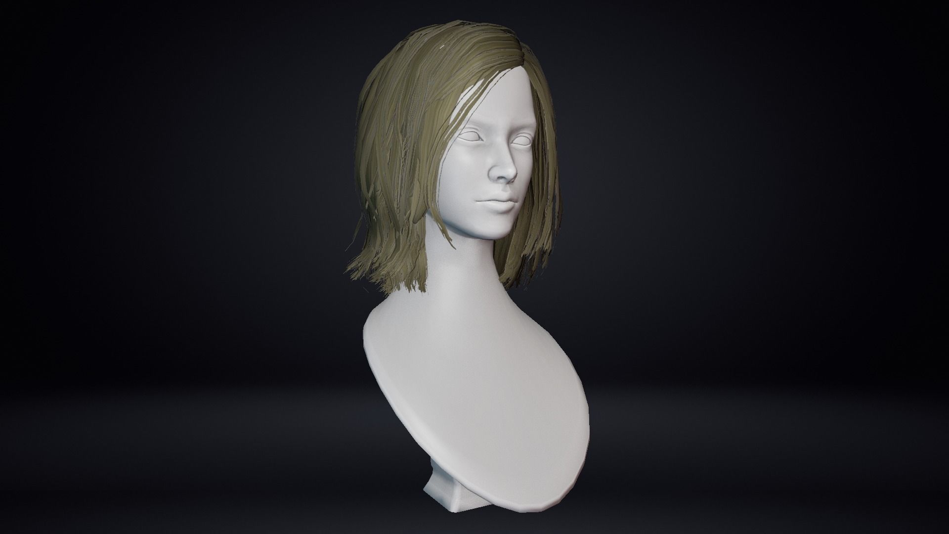 Female Hair Low-poly 3D model_6