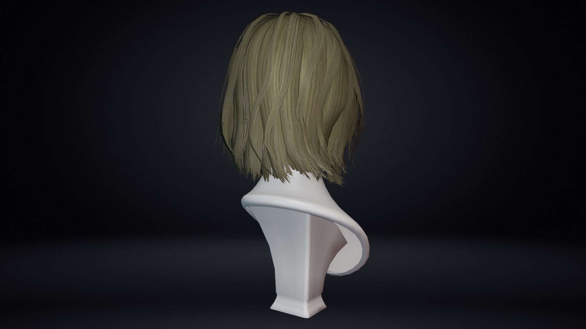 Female Hair Low-poly 3D model_8