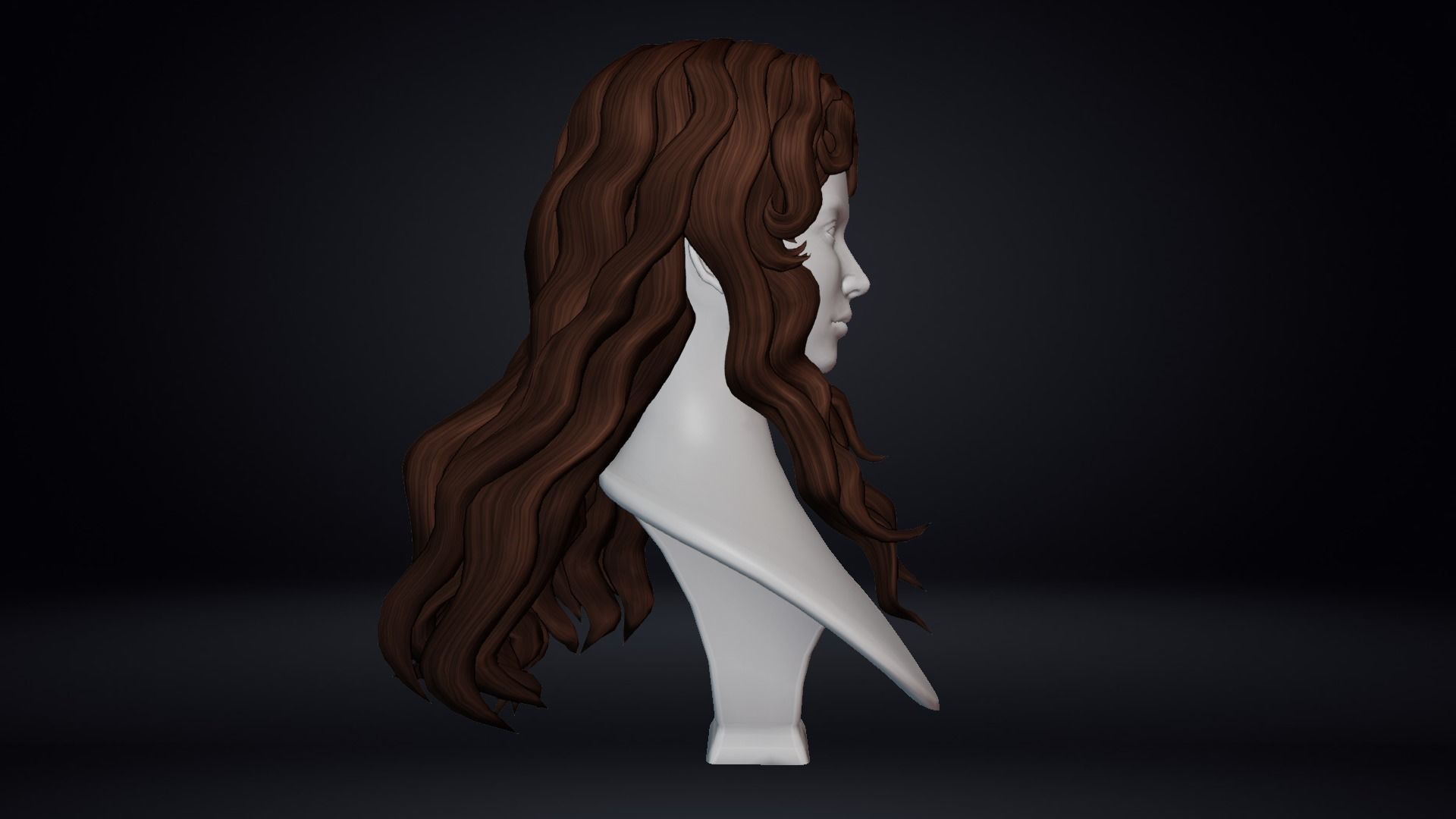 Female Hair Low-poly 3D model_6