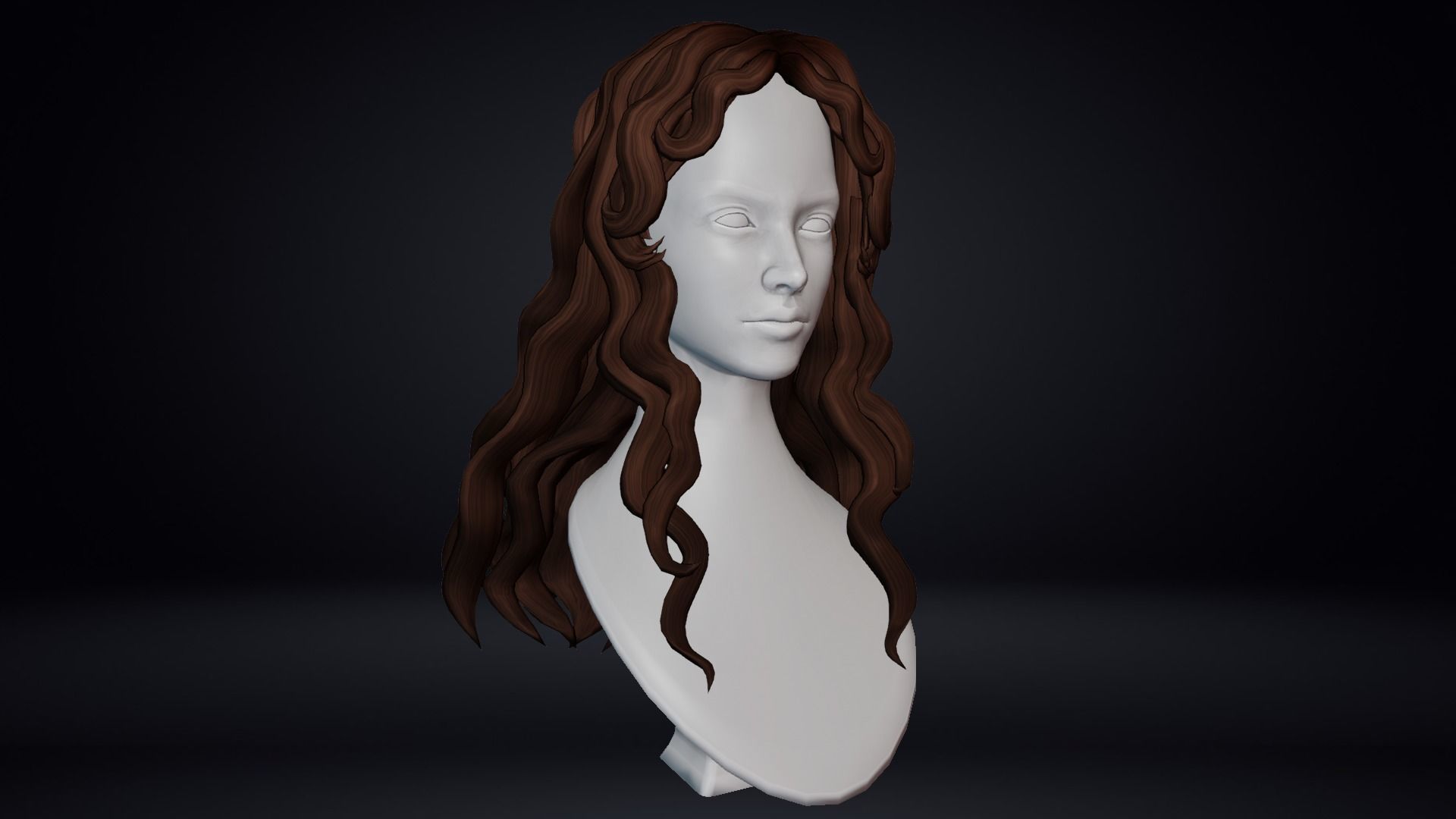 Female Hair Low-poly 3D model_5