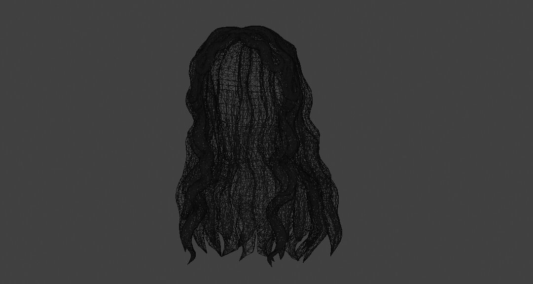 Female Hair Low-poly 3D model_9