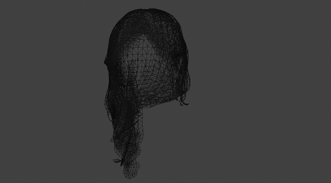 Female Hair Low-poly 3D model_15