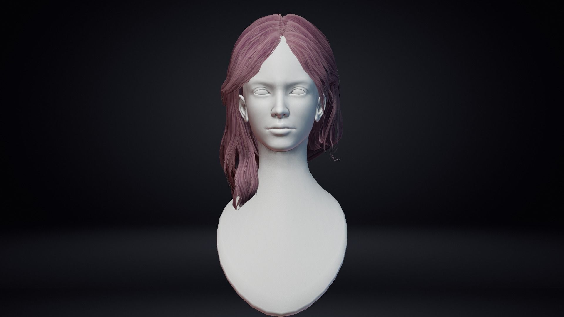 Female Hair Low-poly 3D model_4