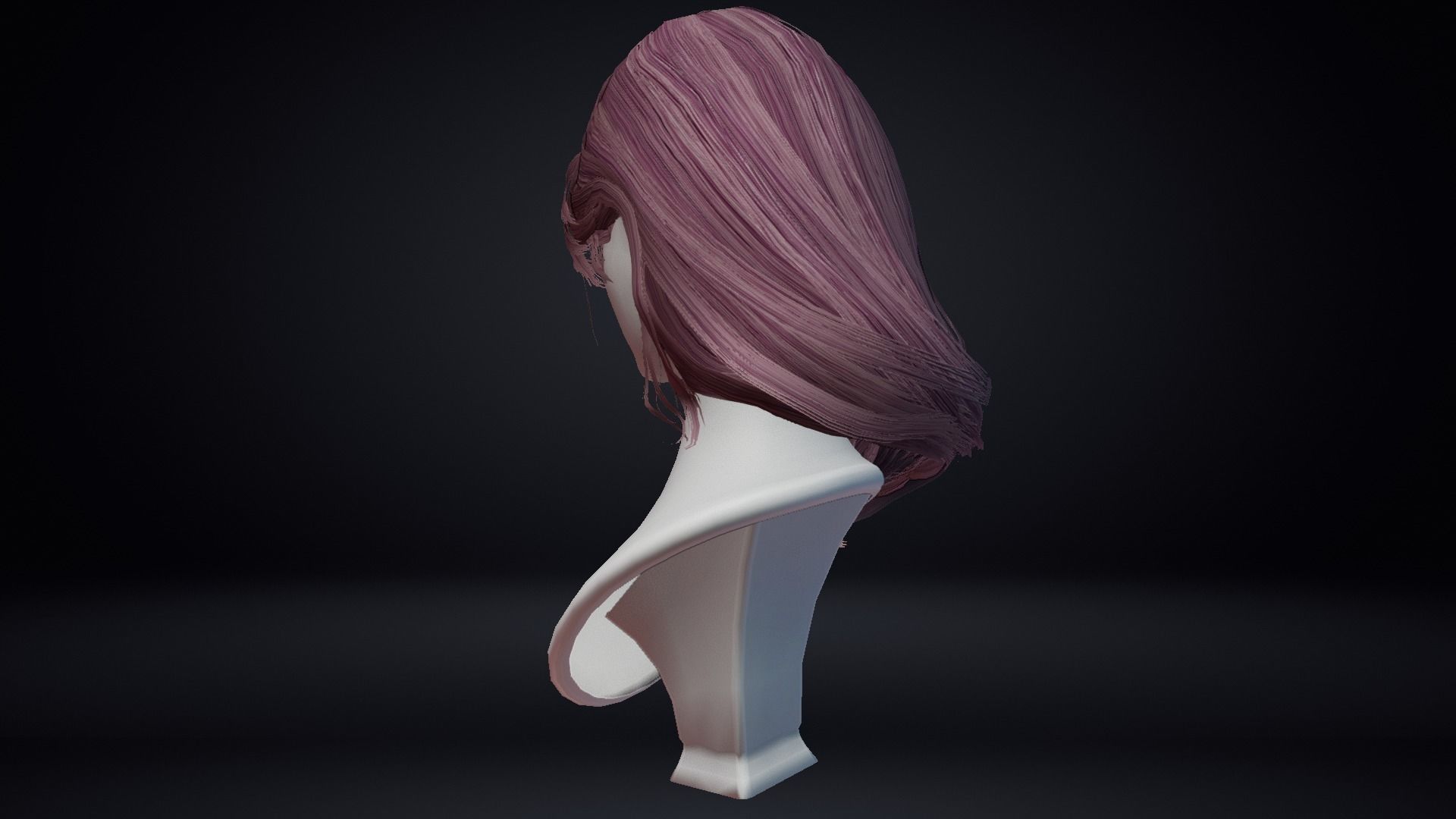 Female Hair Low-poly 3D model_6