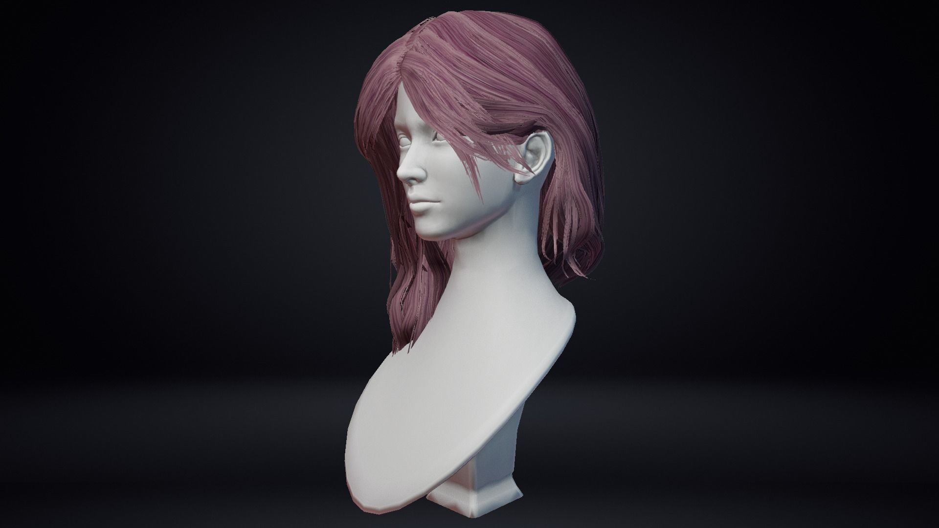 Female Hair Low-poly 3D model_13
