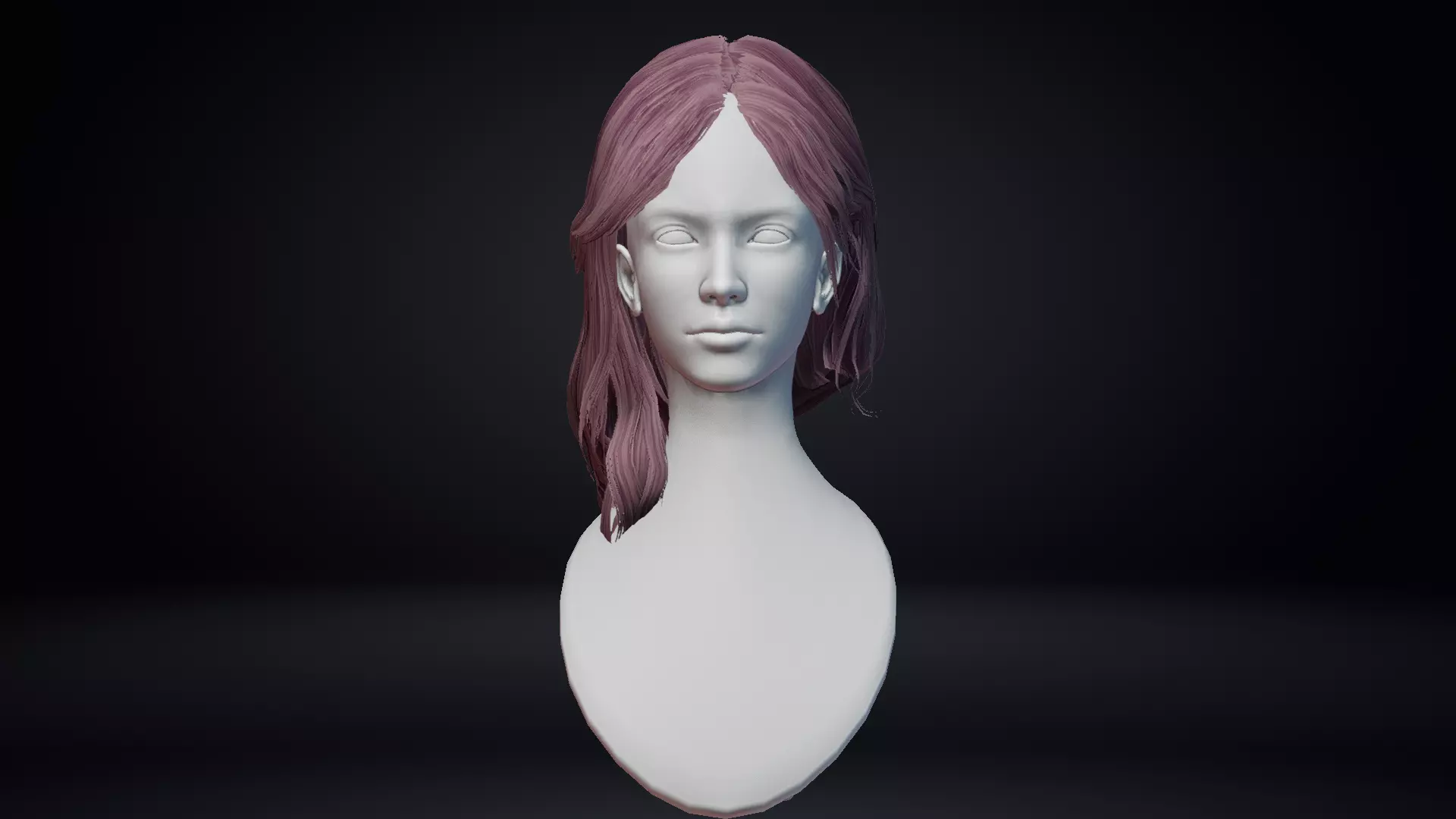 Female Hair Low-poly 3D model_0