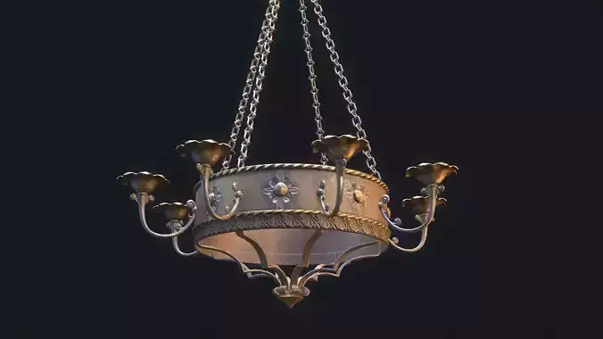 Medieval Chandelier 3 Low-poly 3D model