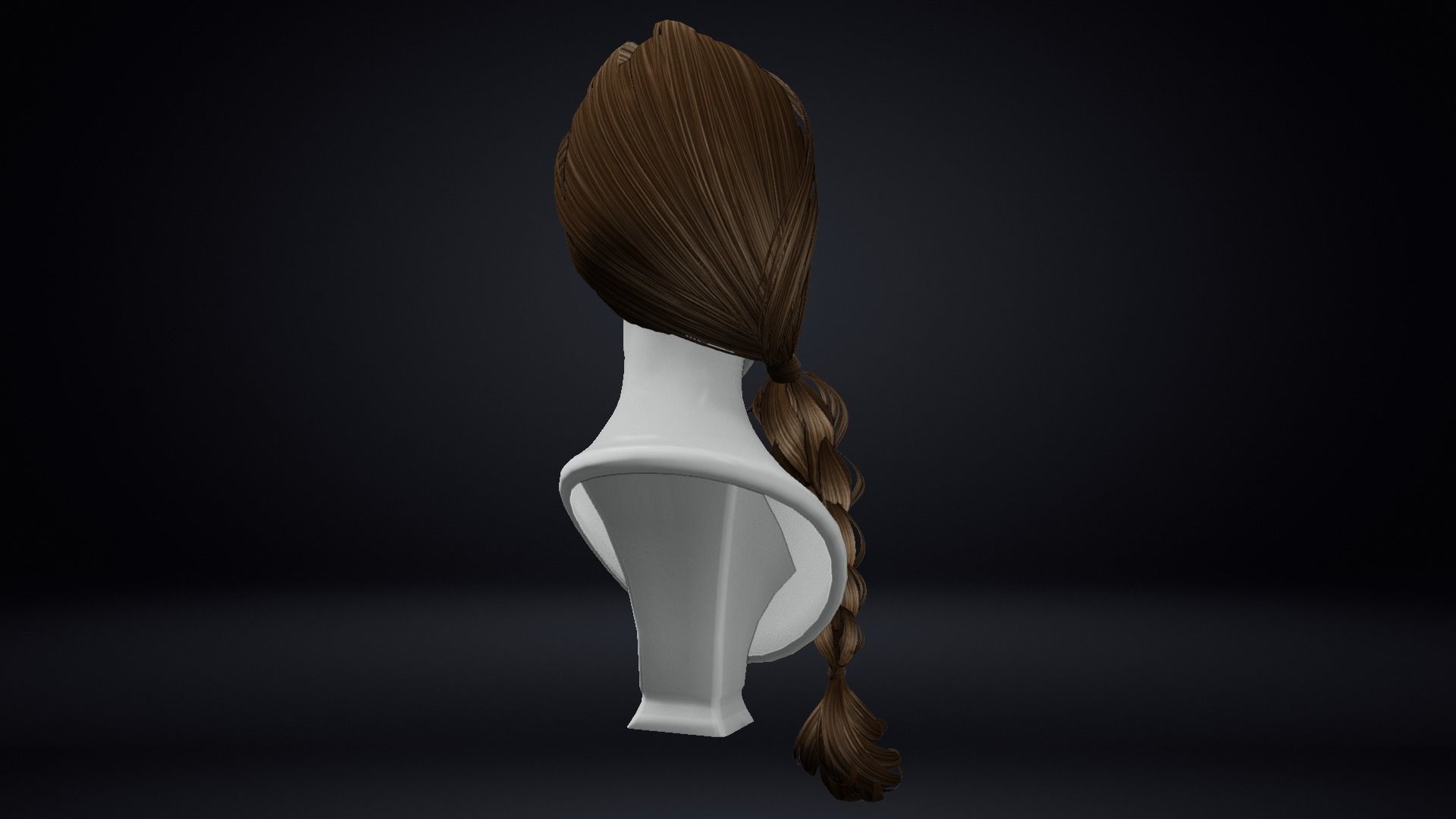 Female Hair Low-poly 3D model_8