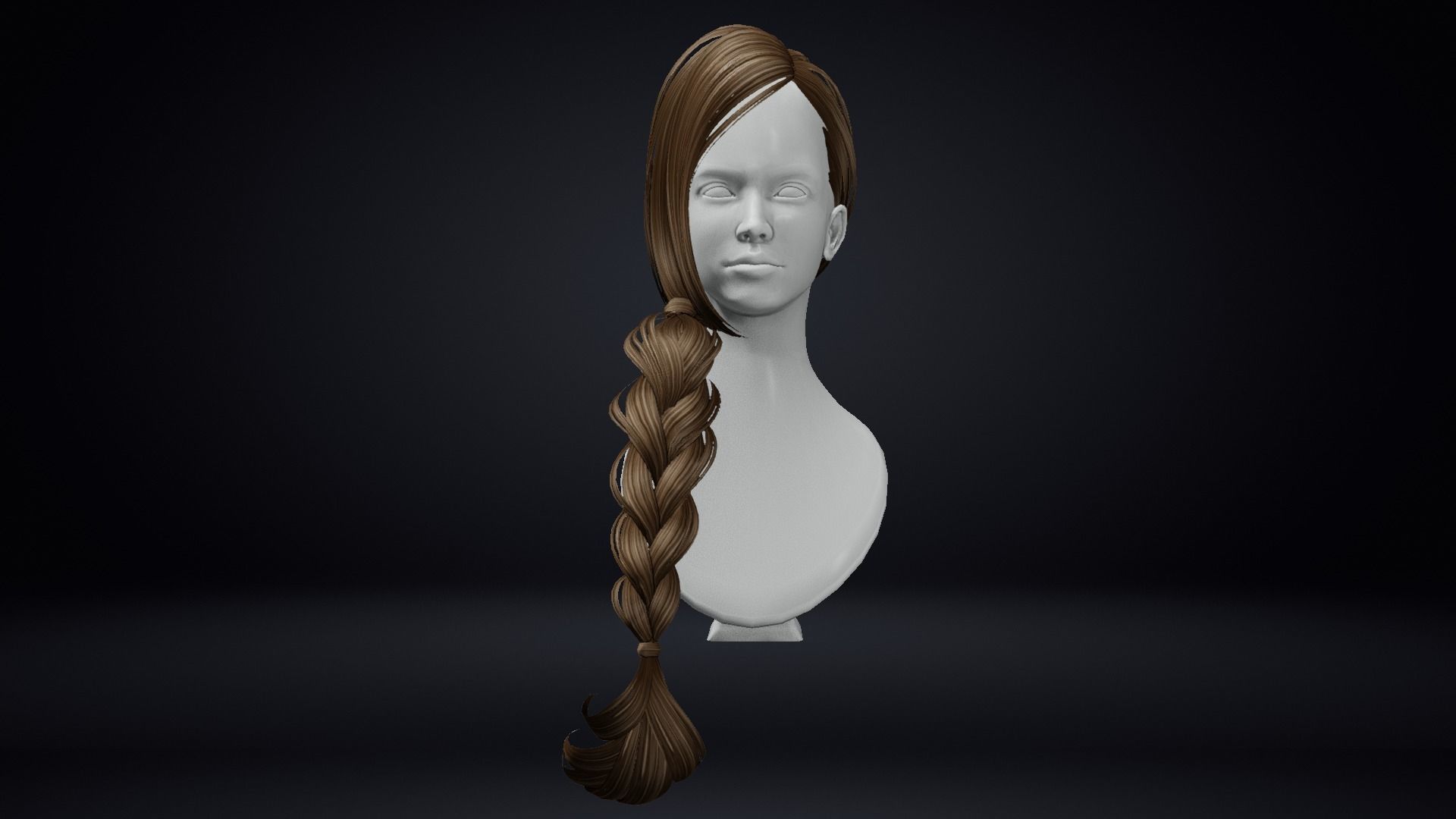 Female Hair Low-poly 3D model_5