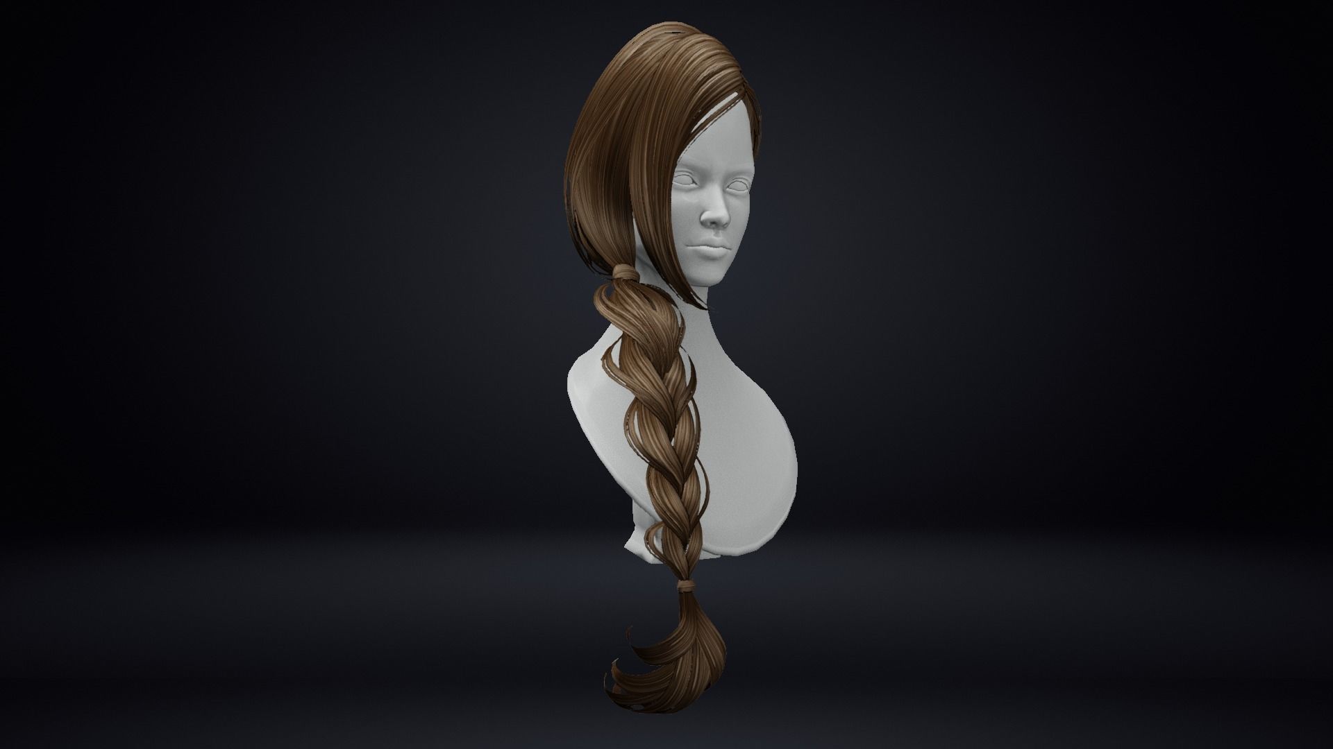 Female Hair Low-poly 3D model_11