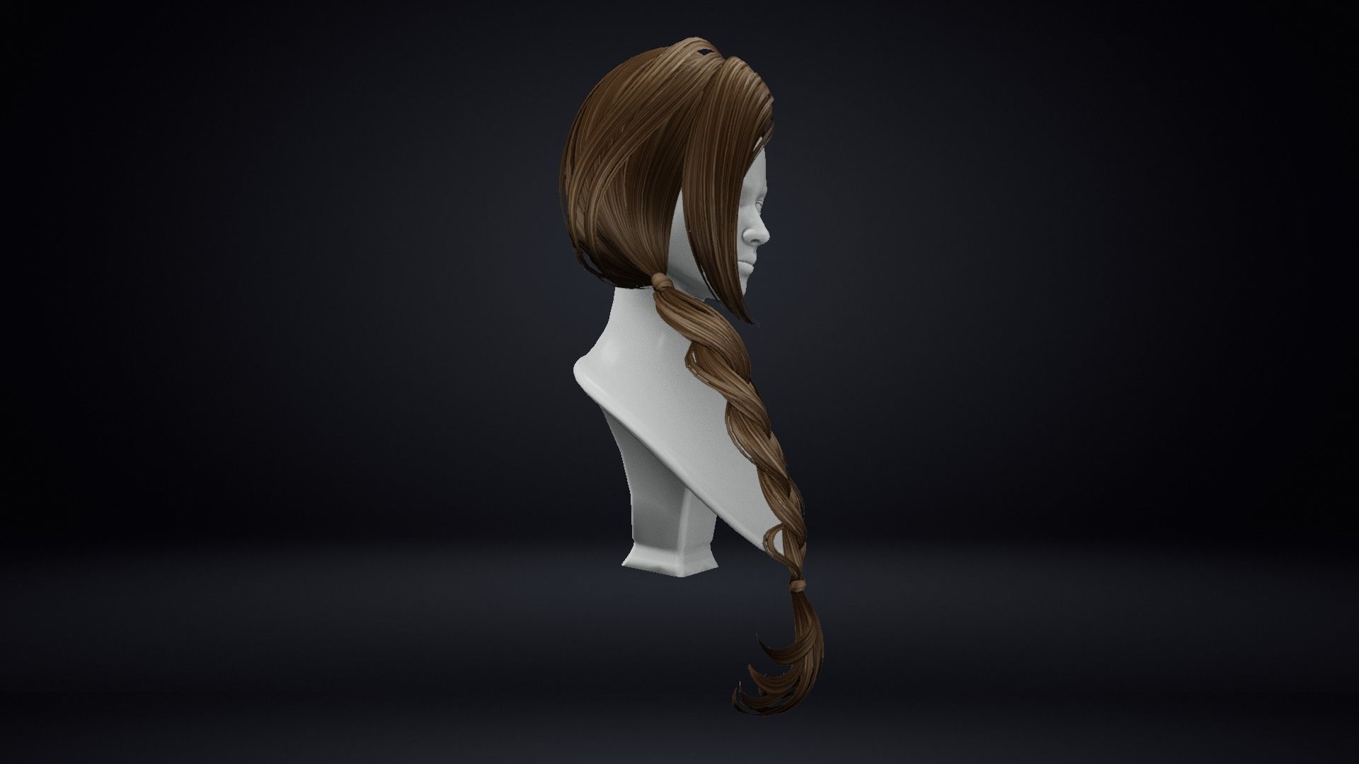 Female Hair Low-poly 3D model_12