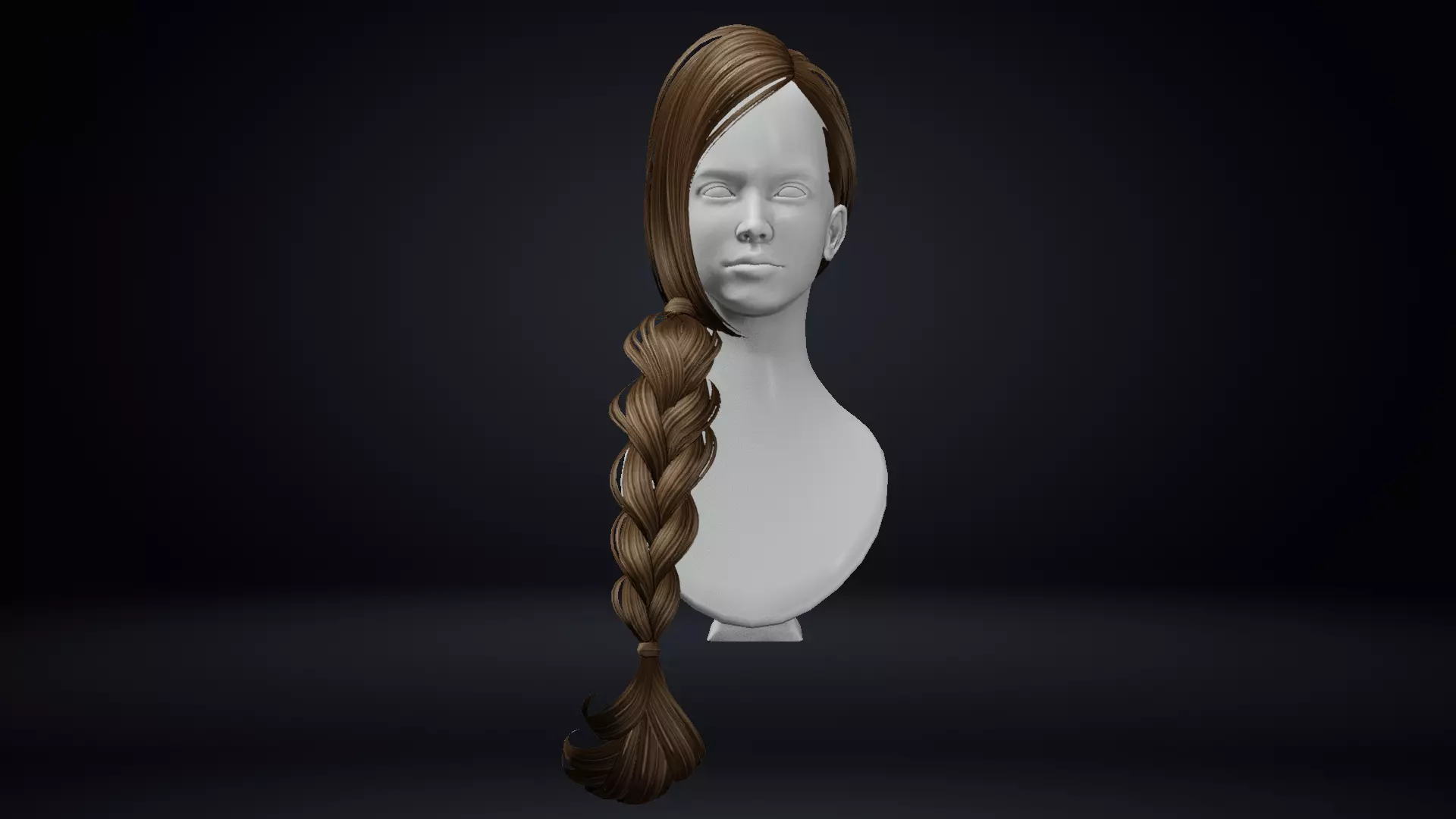Female Hair Low-poly 3D model_0