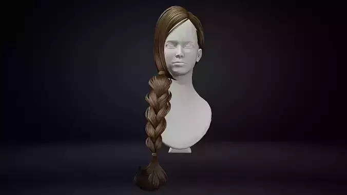 Female Hair Low-poly 3D model