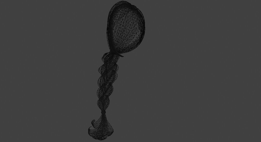 Female Hair Low-poly 3D model_4