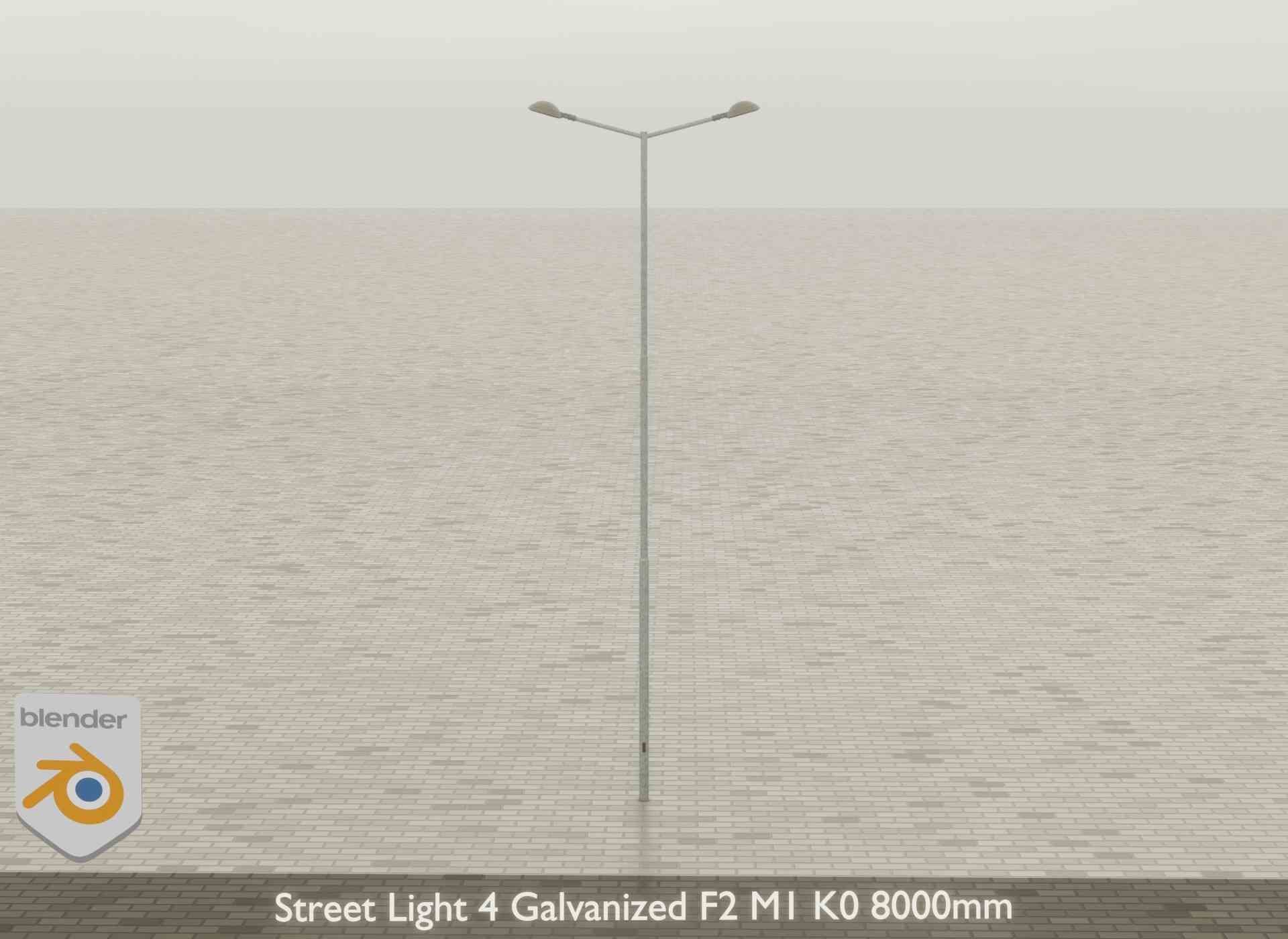Street Light 4 Galvanized F2 M1 K0 8000mm Low-poly 3D model_40