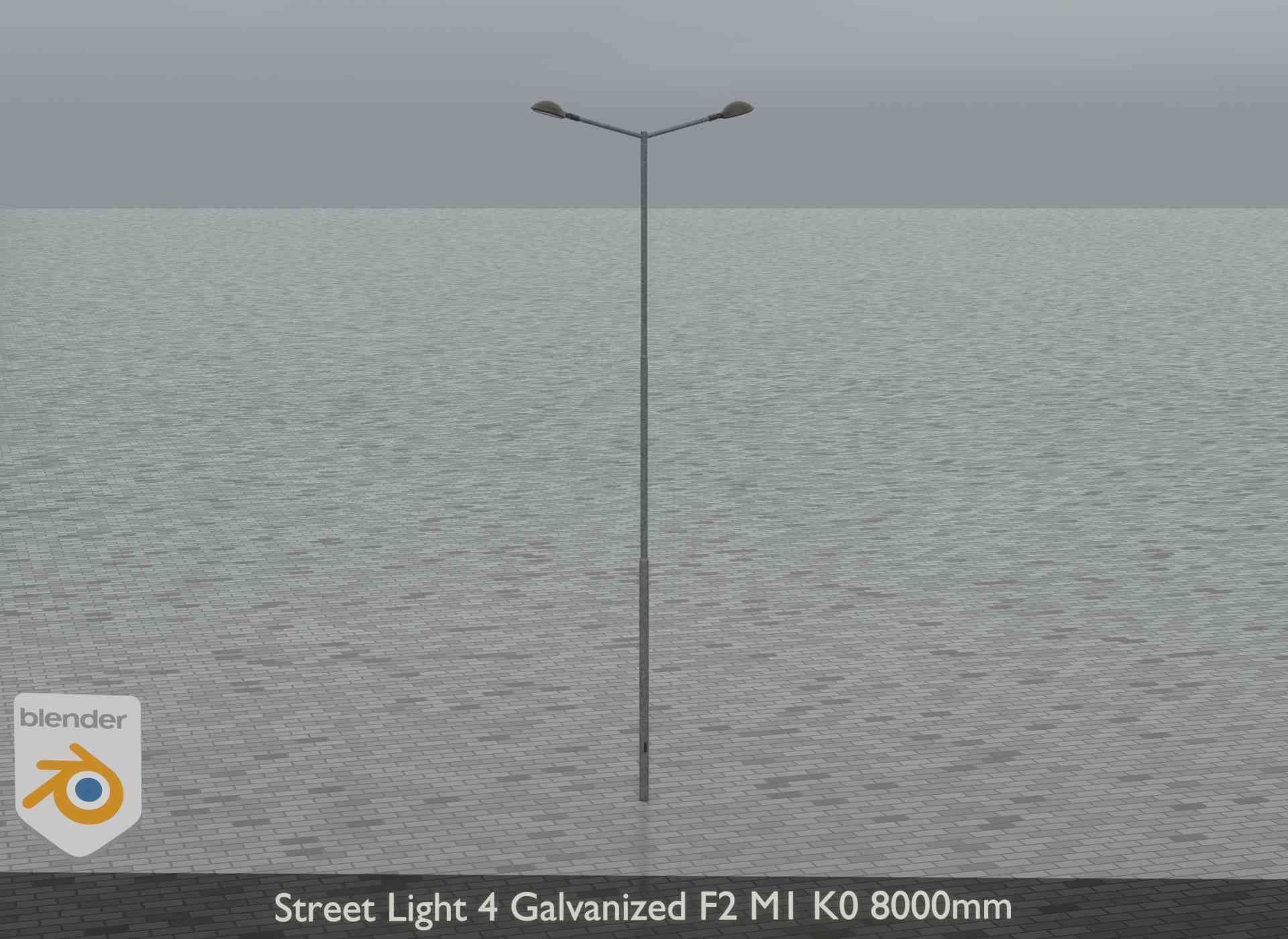 Street Light 4 Galvanized F2 M1 K0 8000mm Low-poly 3D model_18