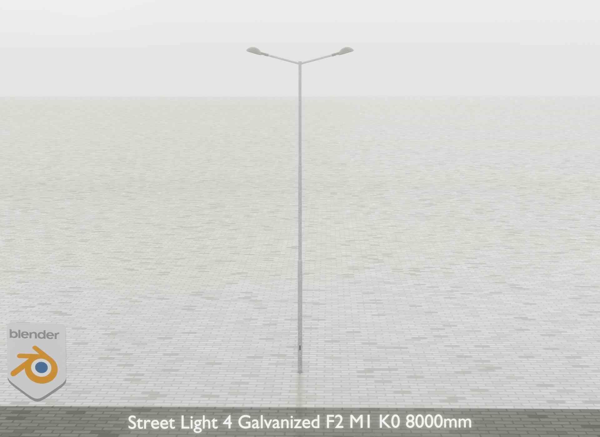 Street Light 4 Galvanized F2 M1 K0 8000mm Low-poly 3D model_60