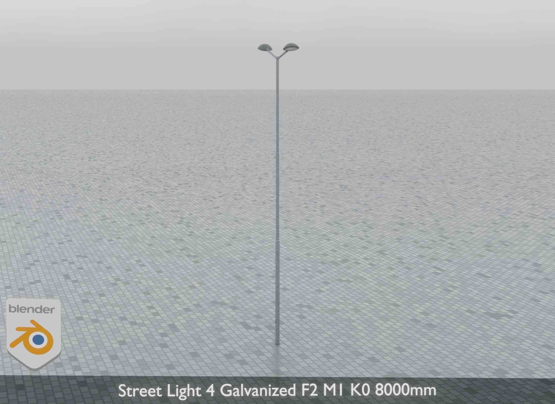 Street Light 4 Galvanized F2 M1 K0 8000mm Low-poly 3D model_8