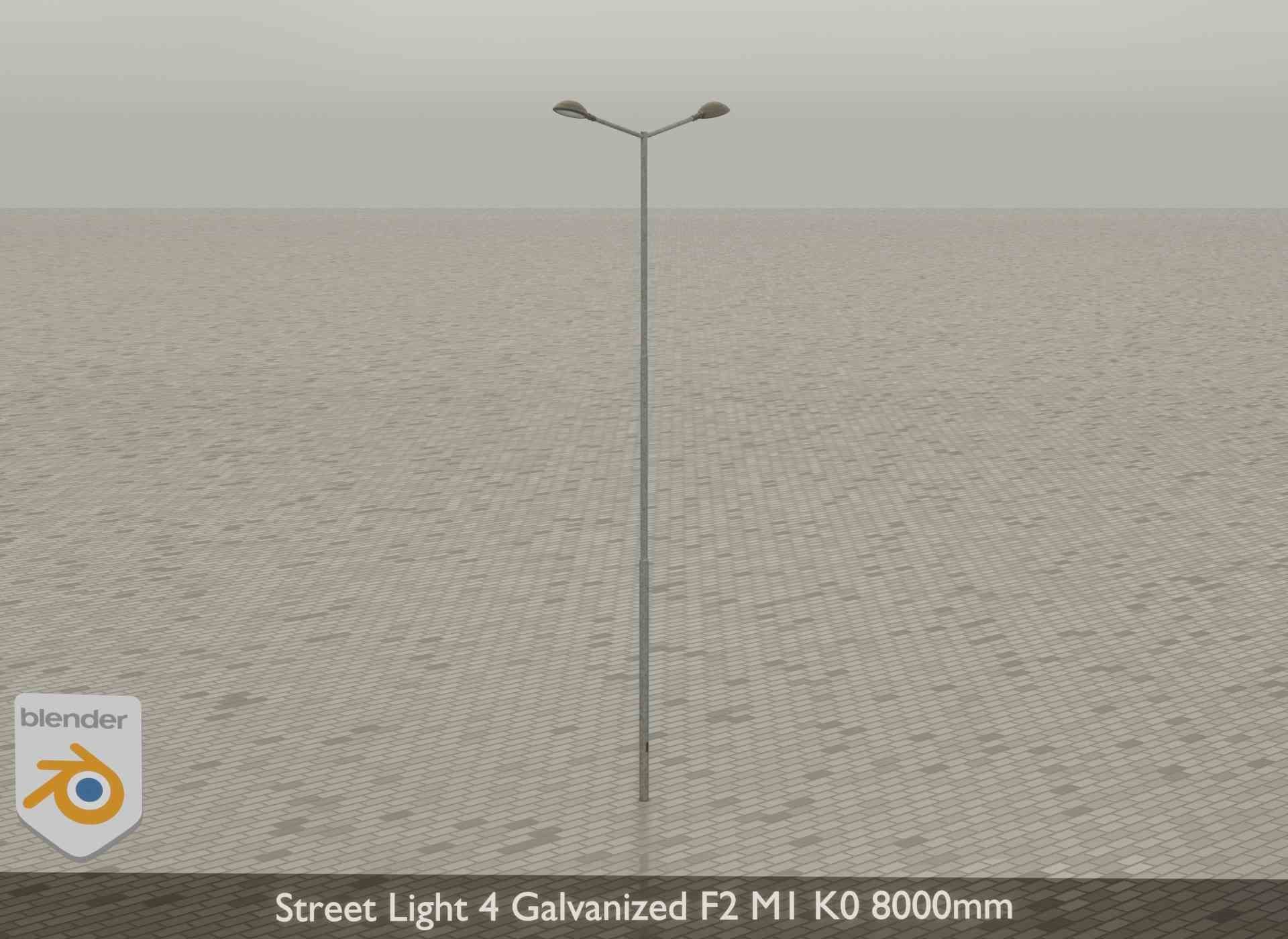 Street Light 4 Galvanized F2 M1 K0 8000mm Low-poly 3D model_35